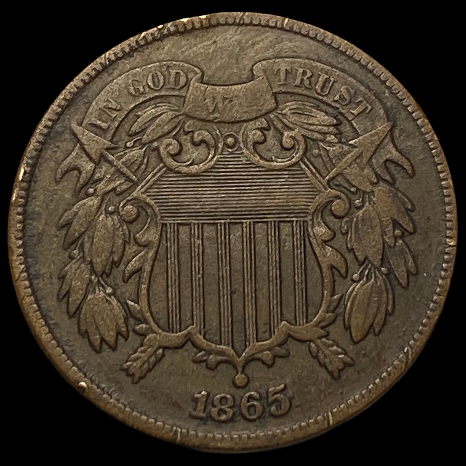 1865 Two-Cent Piece CLOSELY UNCIRCULATED (1 of 2)