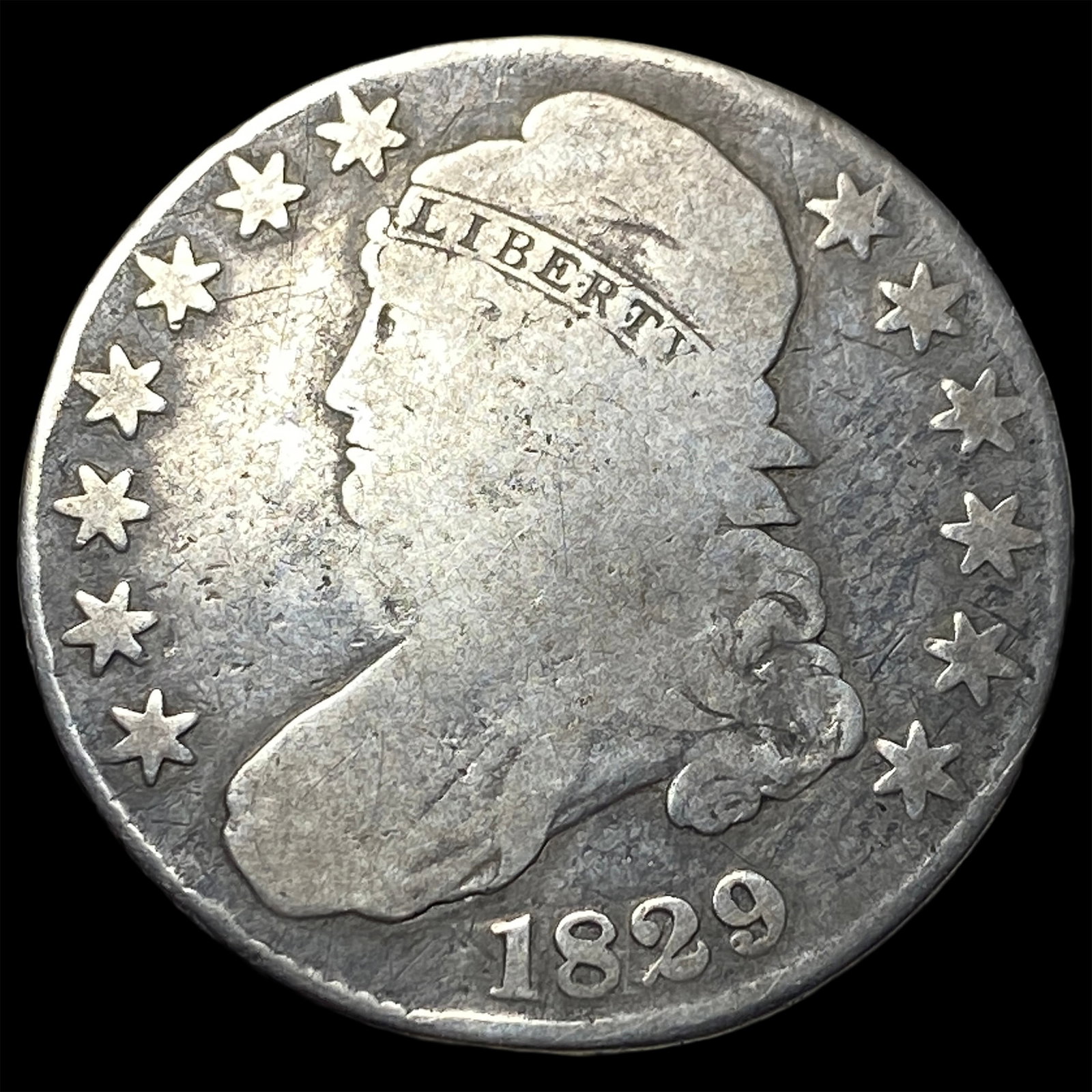 1829 Capped Bust Half Dollar NICELY CIRCULATED: 1829 Capped Bust Half Dollar NICELY CIRCULATED
