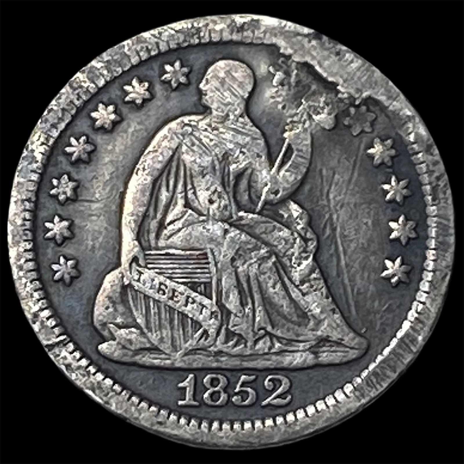 1852-O Silver Seated Liberty Half Dime NICELY CIRCULATED: 1852-O Silver Seated Liberty Half Dime NICELY CIRCULATED