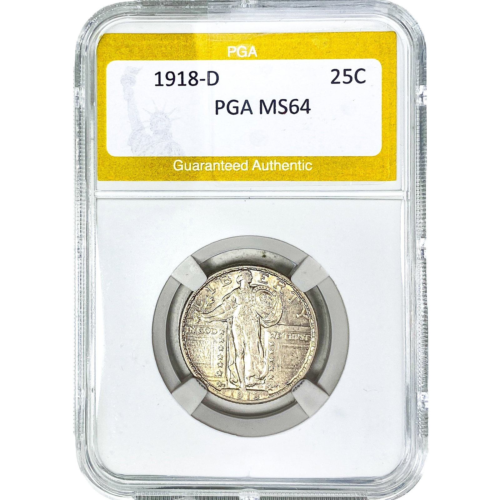 1918-D Standing Liberty Quarter PGA MS64: 1918-D Standing Liberty Quarter PGA MS64