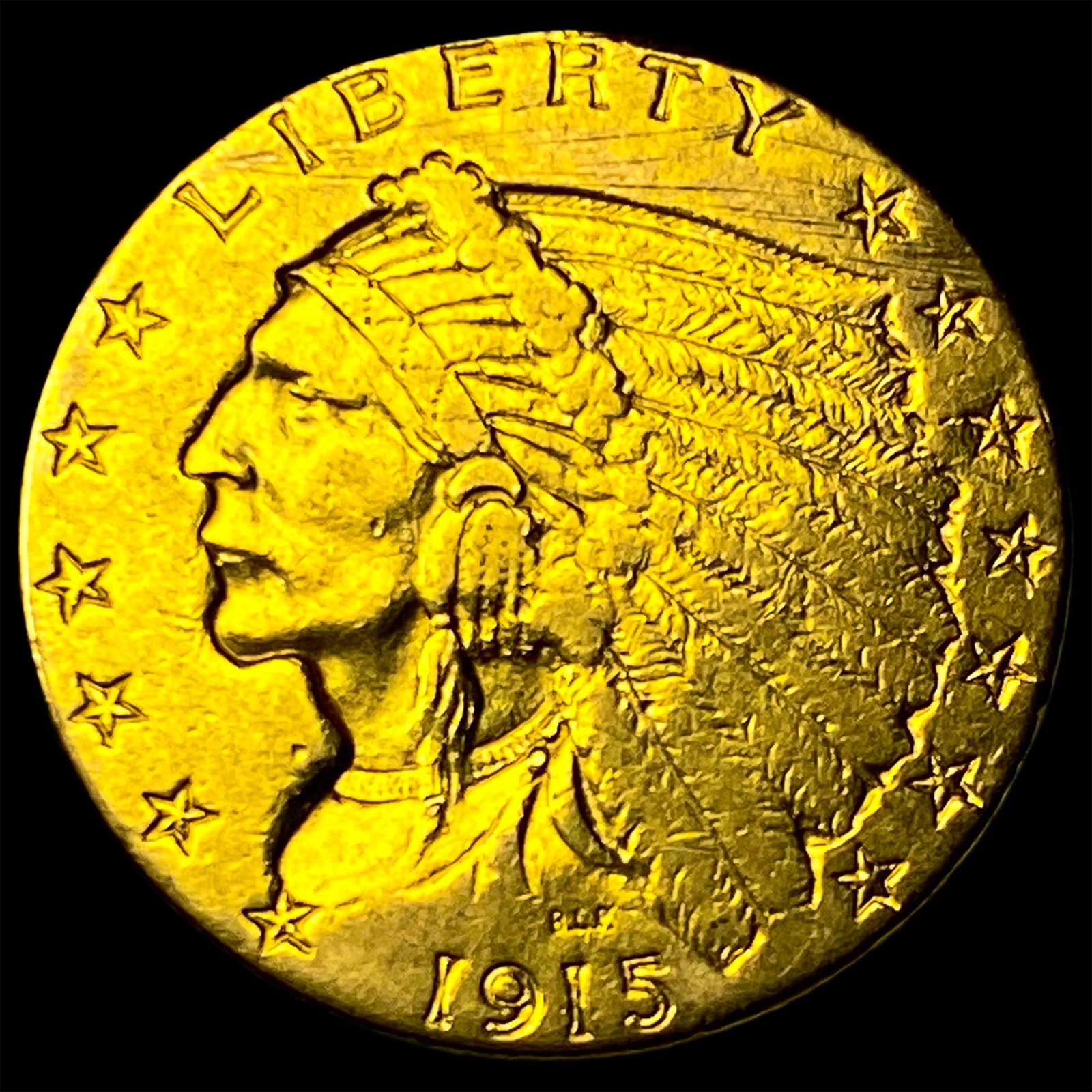 1915 Indian Head $2.5 Gold Quarter Eagle CLOSELY UNCIRCULATED: 1915 Indian Head $2.5 Gold Quarter Eagle CLOSELY UNCIRCULATED