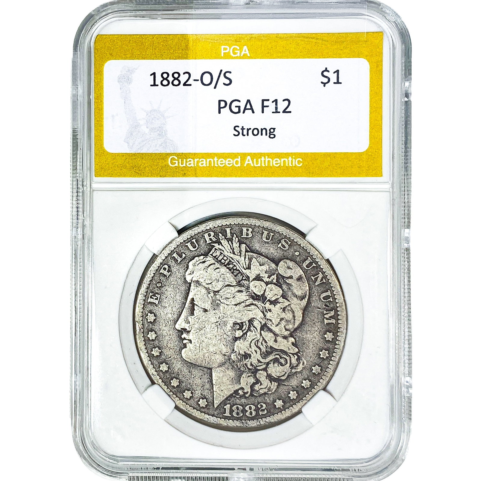 1882-O/S Morgan Silver Dollar PGA F12 Strong: 1882-O/S Morgan Silver Dollar PGA F12 Strong