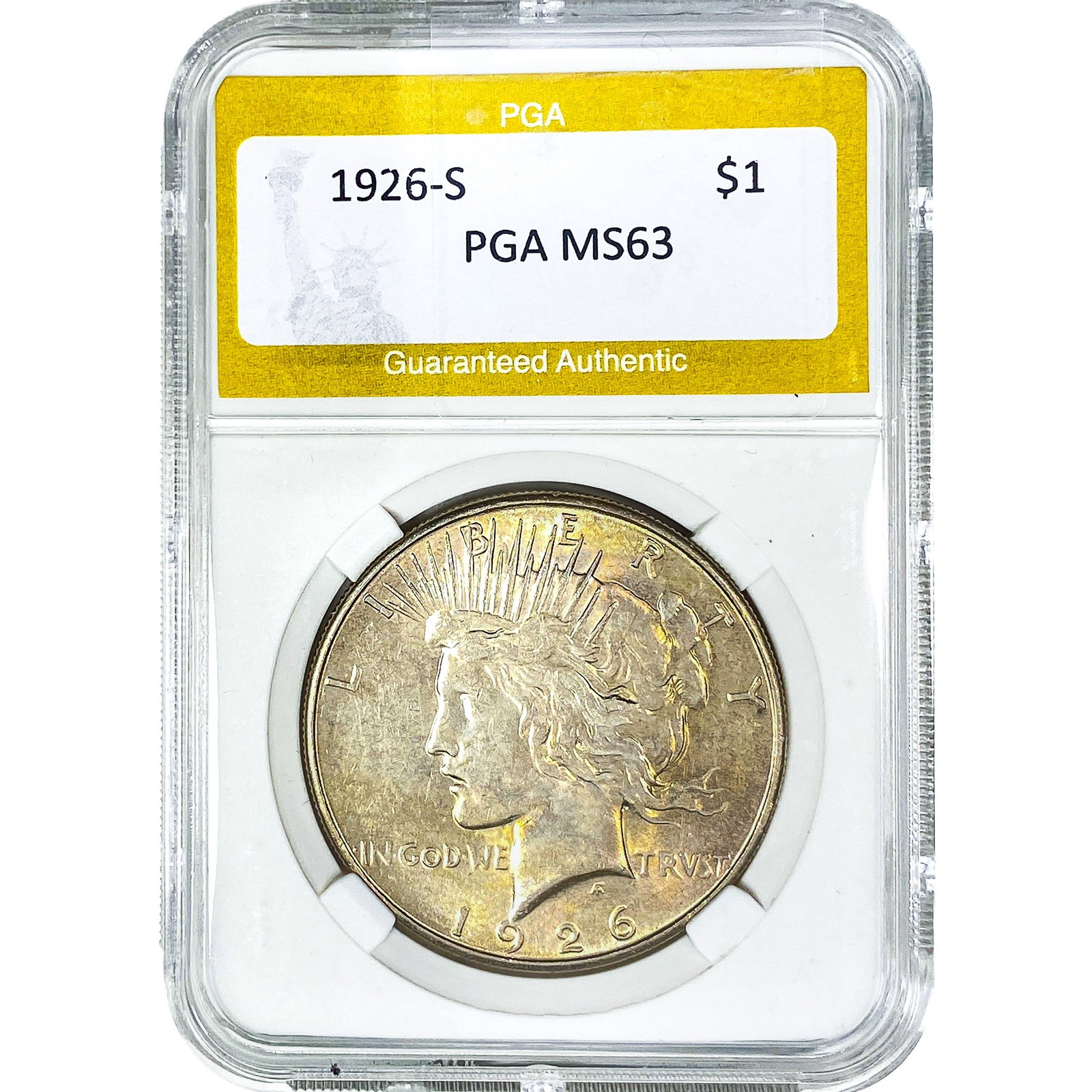 1926-S Silver Peace Dollar PGA MS63: 1926-S Silver Peace Dollar PGA MS63