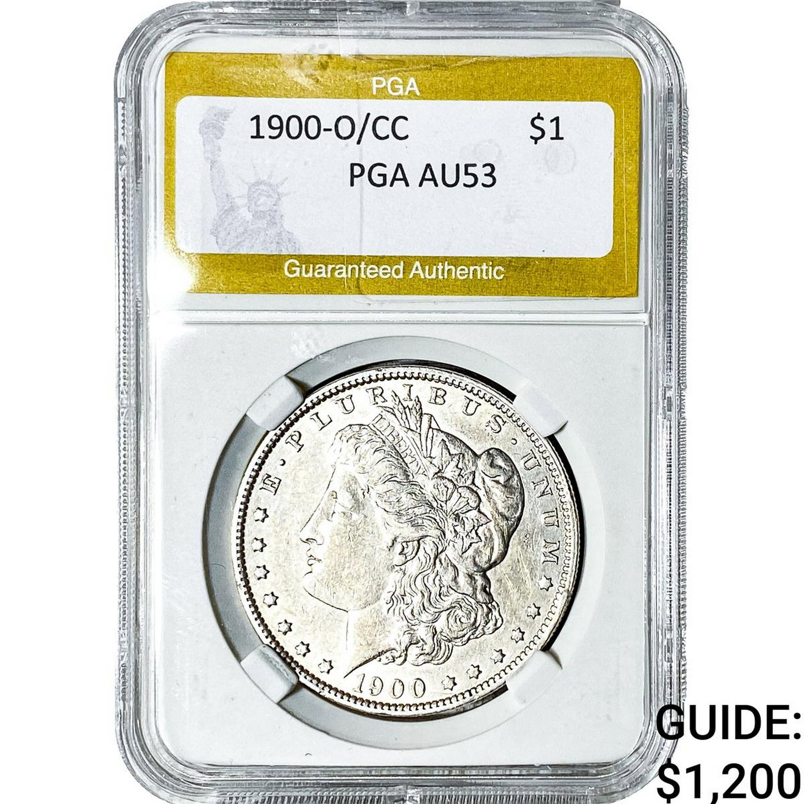 1900-O/CC Morgan Silver Dollar PGA AU53: 1900-O/CC Morgan Silver Dollar PGA AU53