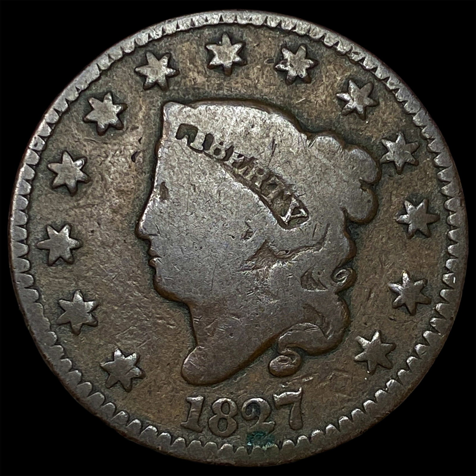 1827 Coronet Head Large Cent NICELY CIRCULATED (1 of 2)