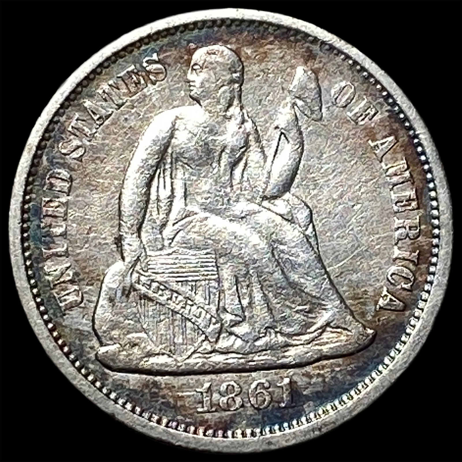 1861 Seated Liberty Dime CLOSELY UNCIRCULATED: 1861 Seated Liberty Dime CLOSELY UNCIRCULATED