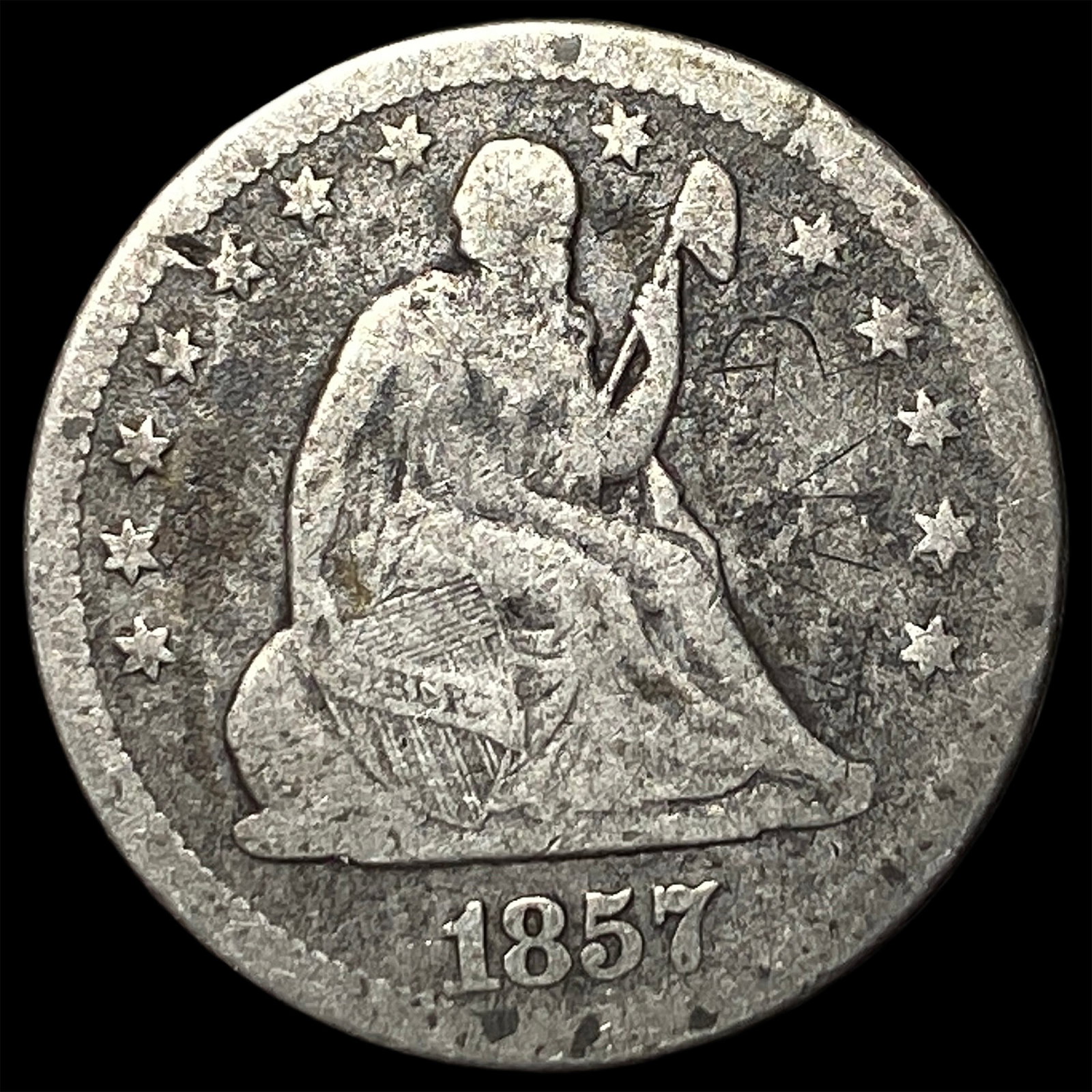 1857-O Silver Seated Liberty Quarter LIGHTLY CIRCULATED: 1857-O Silver Seated Liberty Quarter LIGHTLY CIRCULATED