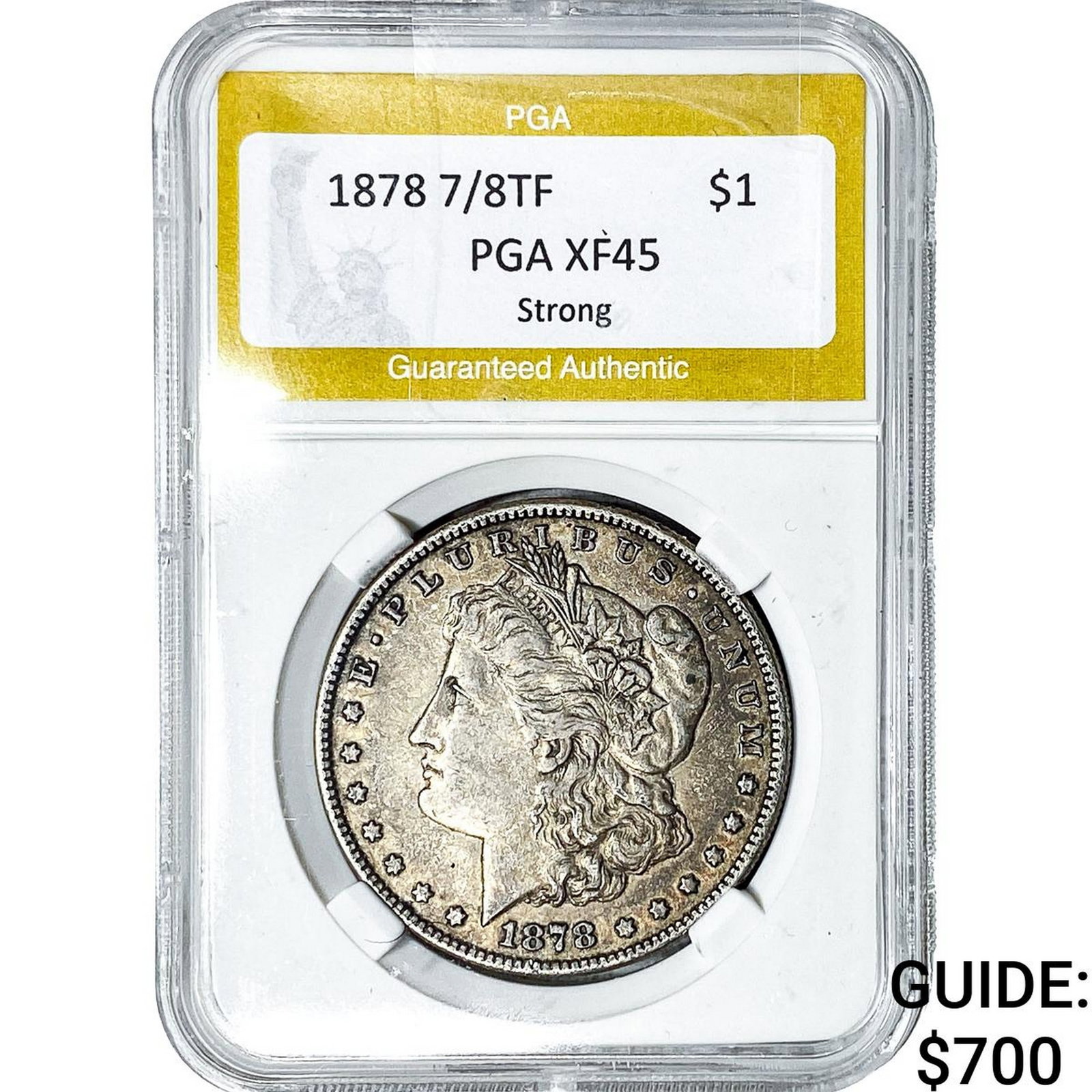 1878 7/8TF Morgan Silver Dollar PGA XF45 Strong: 1878 7/8TF Morgan Silver Dollar PGA XF45 Strong