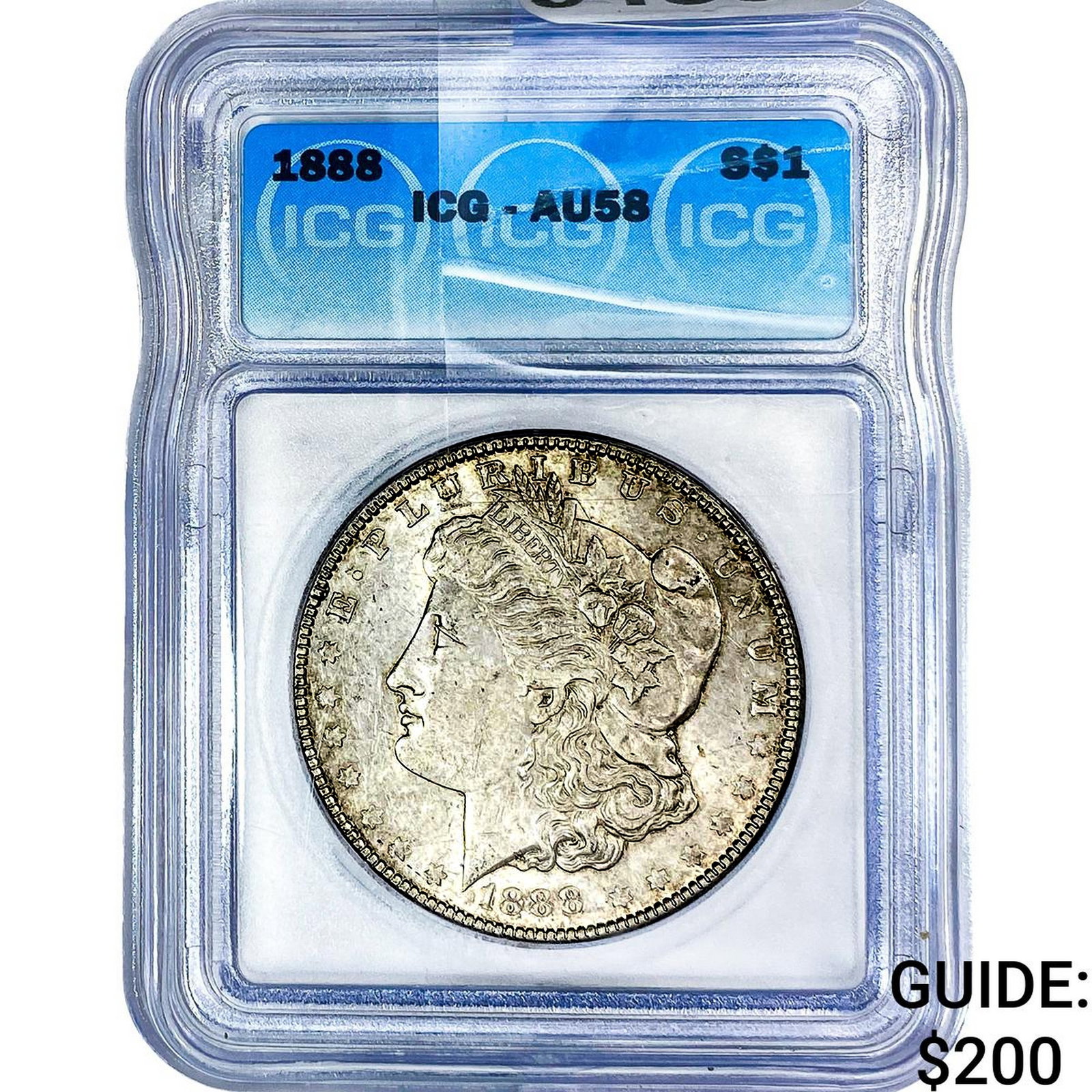 1888 Morgan Silver Dollar ICG AU58: 1888 Morgan Silver Dollar ICG AU58