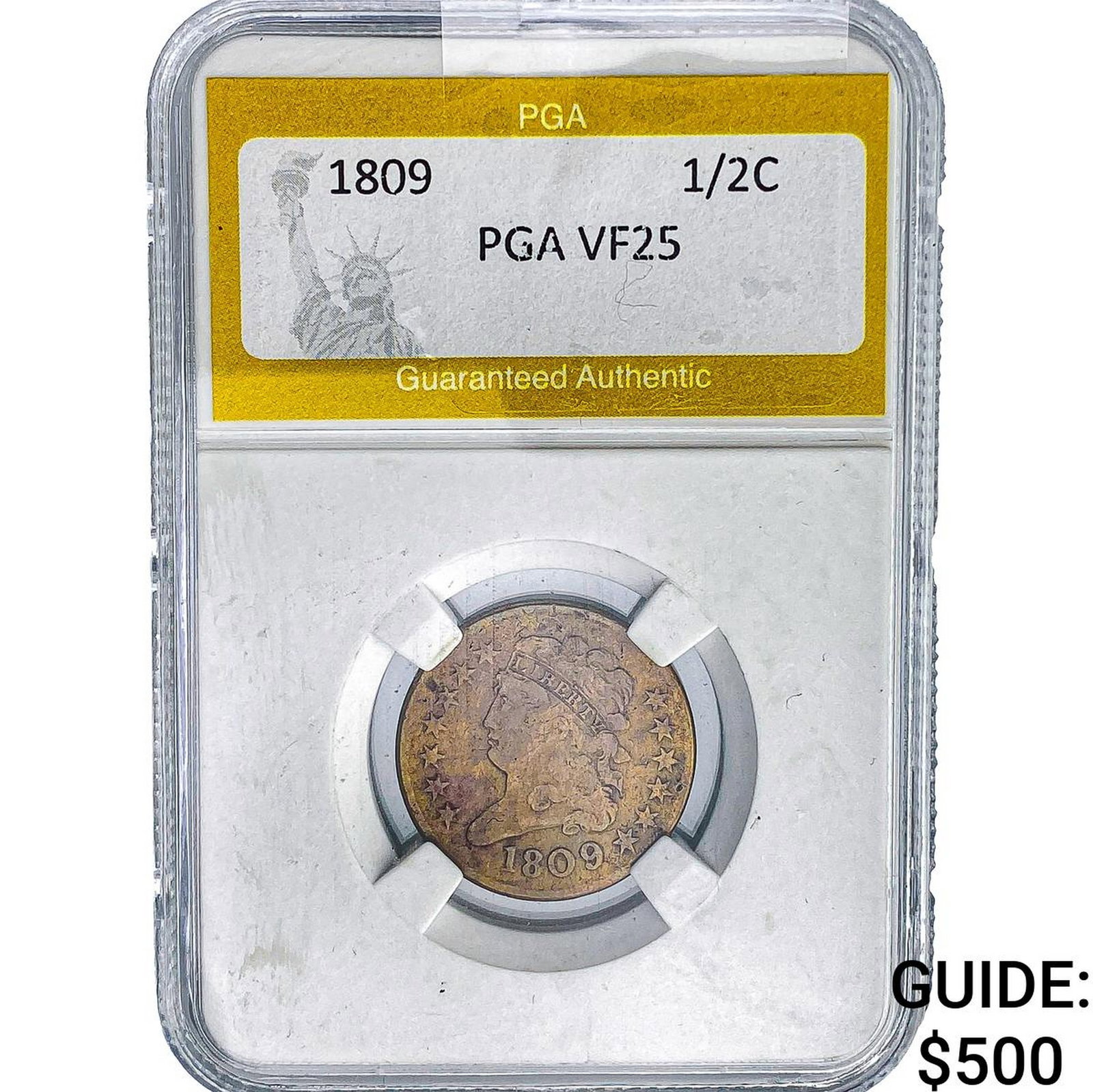 1809 Classic Head Half Cent PGA VF25: 1809 Classic Head Half Cent PGA VF25