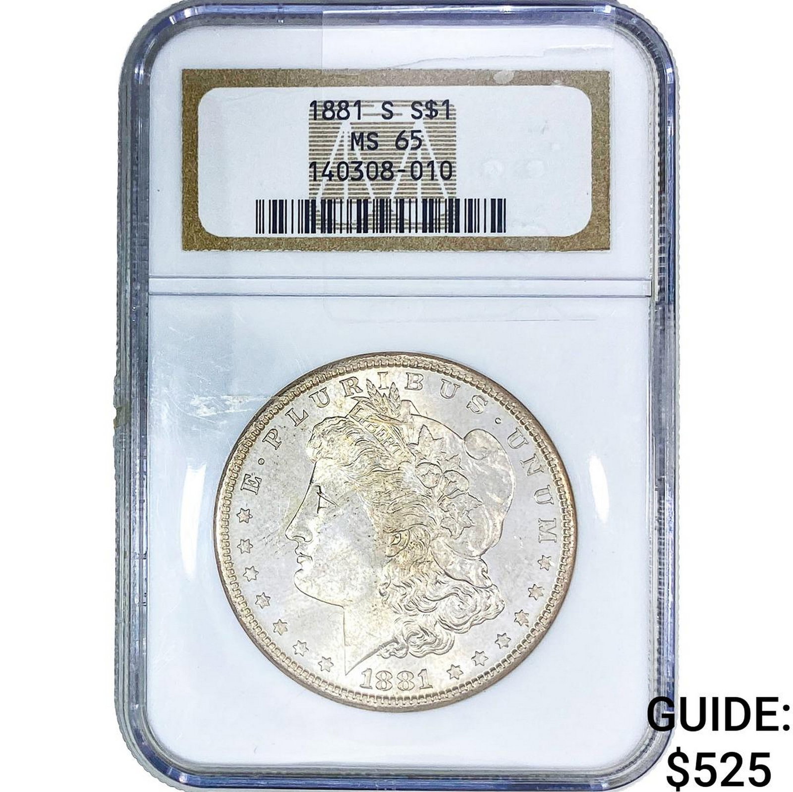 1881-S Morgan Silver Dollar NGC MS65: 1881-S Morgan Silver Dollar NGC MS65