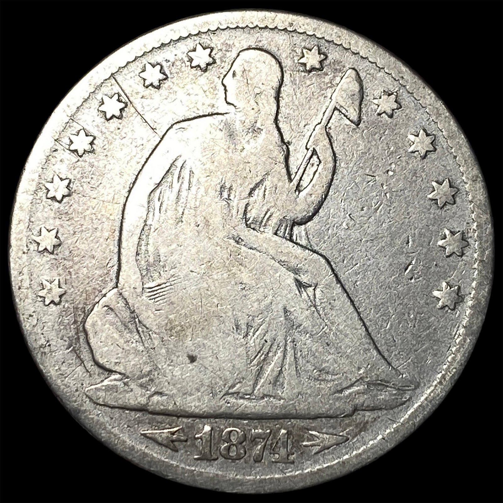 1874 Seated Liberty Half Dollar NICELY CIRCULATED: 1874 Seated Liberty Half Dollar NICELY CIRCULATED