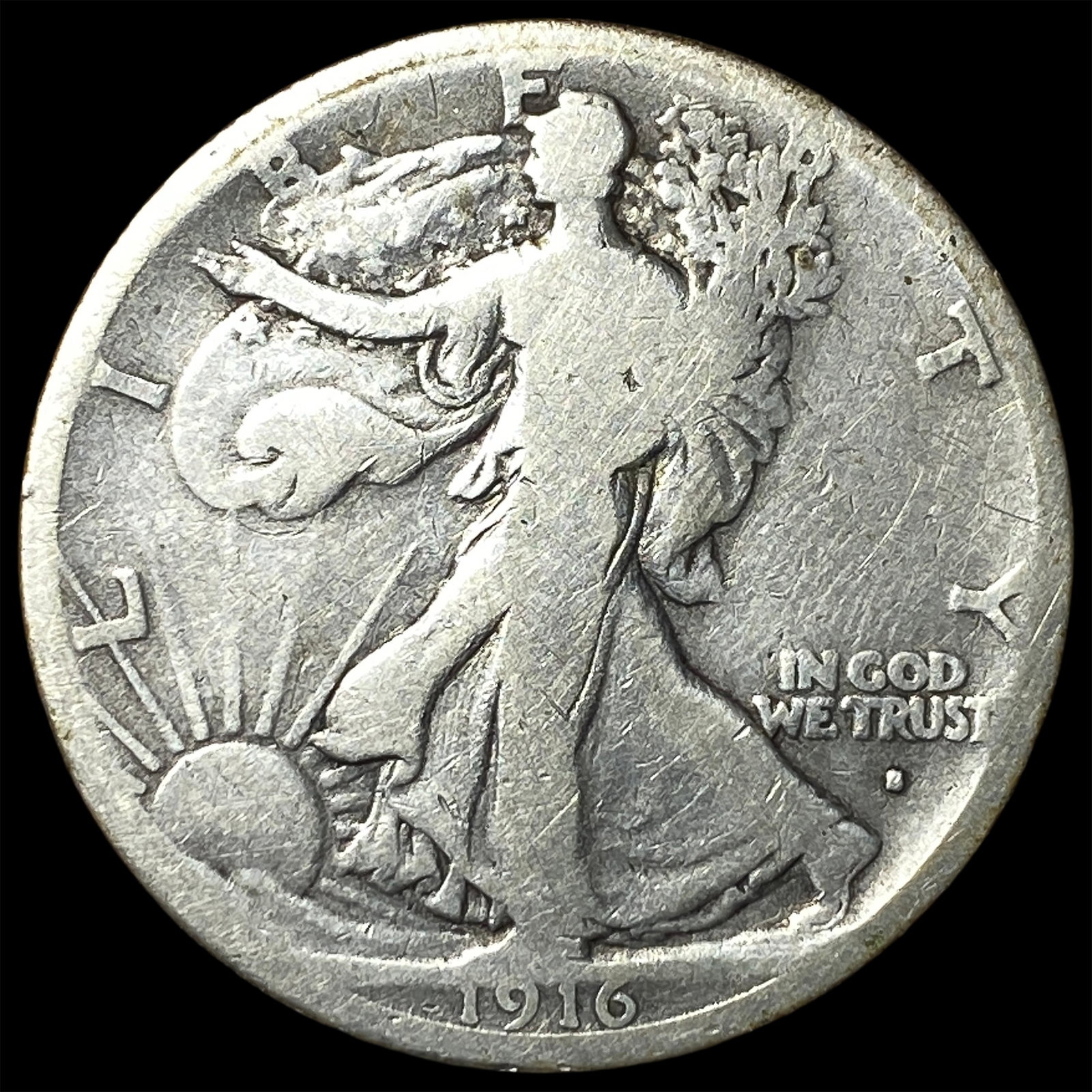 1916 Silver Walking Liberty Half Dollar NICELY CIRCULATED: 1916 Silver Walking Liberty Half Dollar NICELY CIRCULATED