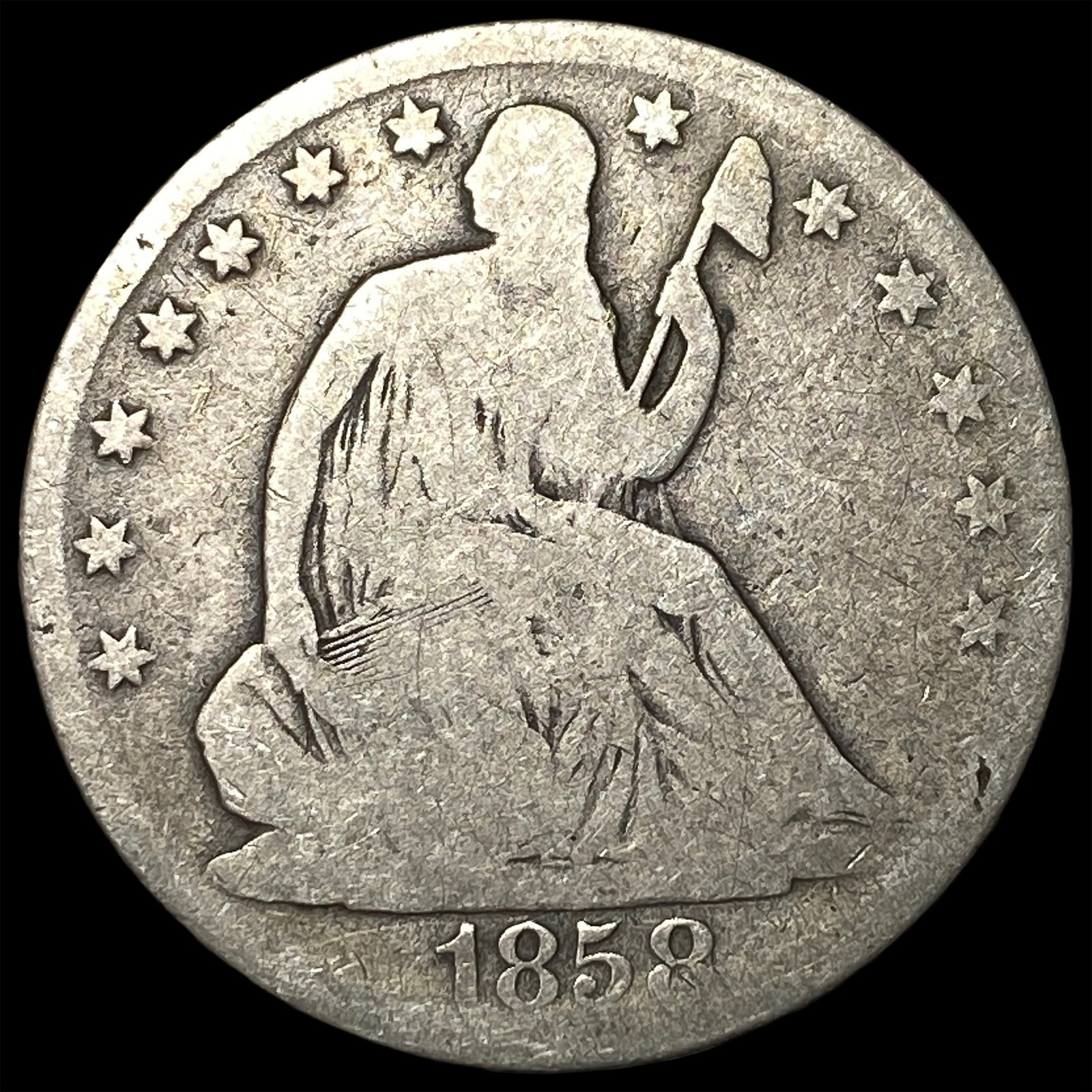 1858-O Silver Seated Liberty Half Dollar NICELY CIRCULATED: 1858-O Silver Seated Liberty Half Dollar NICELY CIRCULATED
