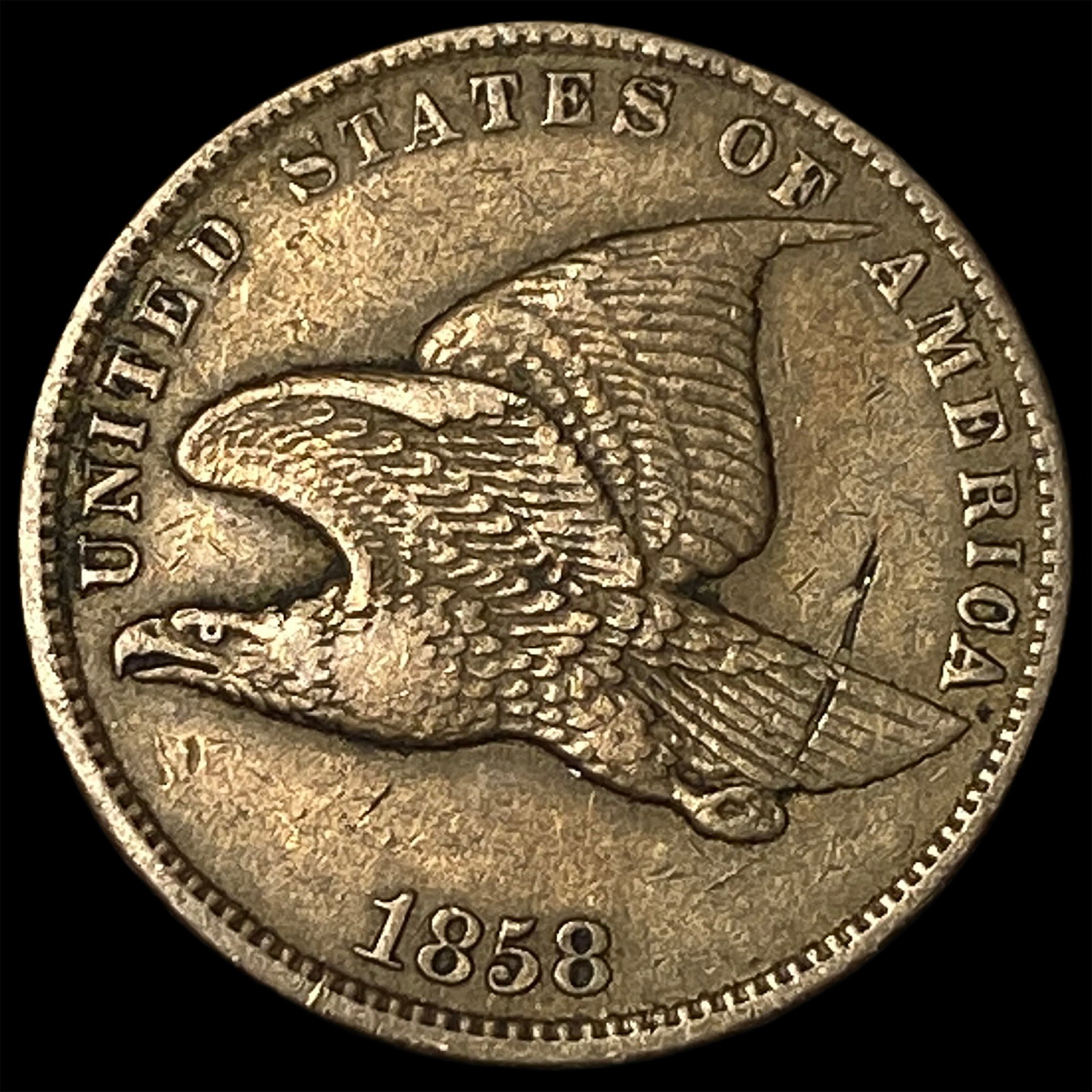 1858 Copper-Nickel Flying Eagle Cent NEARLY UNCIRCULATED: 1858 Copper-Nickel Flying Eagle Cent NEARLY UNCIRCULATED