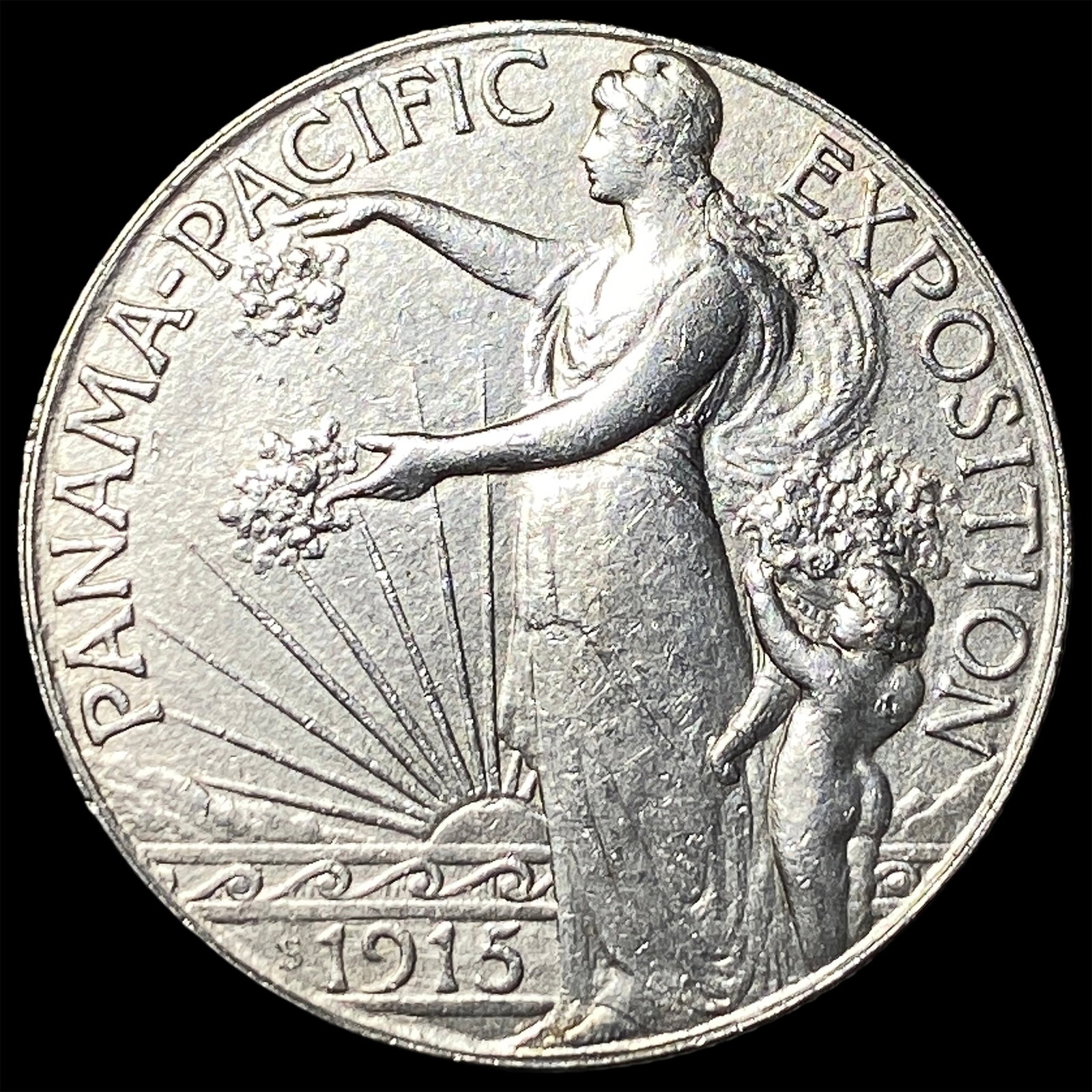 1915-S Silver Panama-Pacific Half Dollar CLOSELY UNCIRCULATED: 1915-S Silver Panama-Pacific Half Dollar CLOSELY UNCIRCULATED