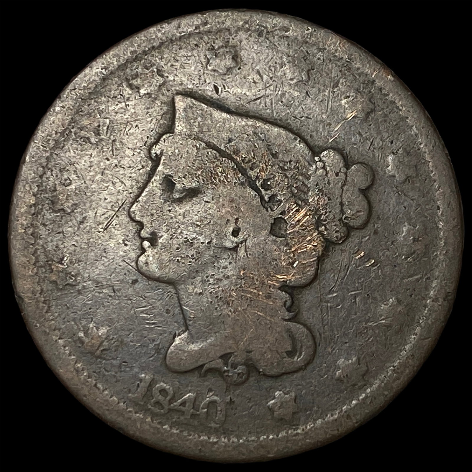1840 Braided Hair Large Cent NICELY CIRCULATED: 1840 Braided Hair Large Cent NICELY CIRCULATED
