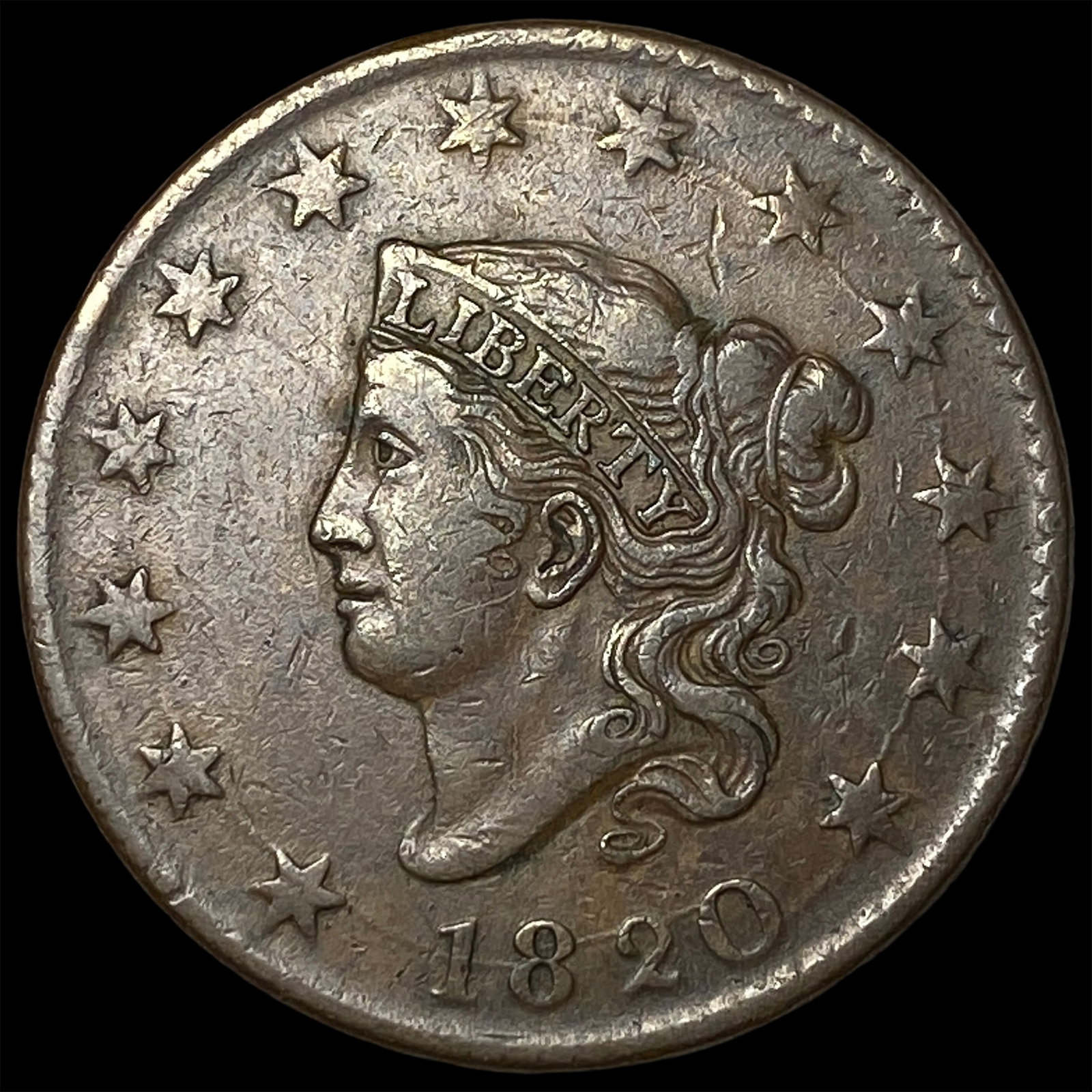 1820 Coronet Head Large Cent NEARLY UNCIRCULATED: 1820 Coronet Head Large Cent NEARLY UNCIRCULATED