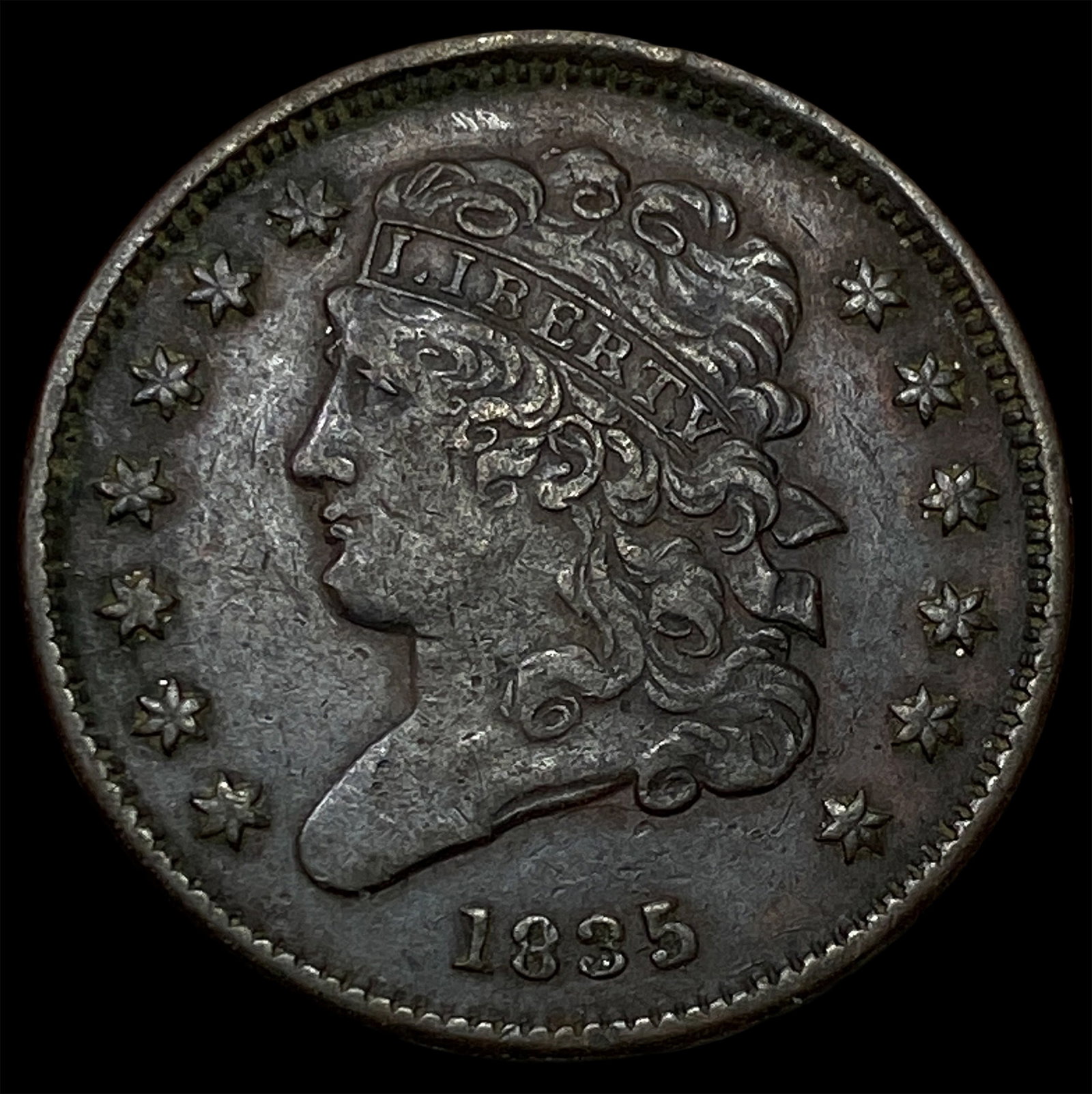 1835 Classic Head Half Cent NEARLY UNCIRCULATED: 1835 Classic Head Half Cent NEARLY UNCIRCULATED