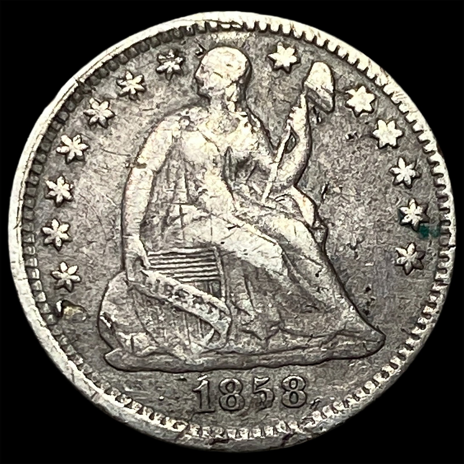1858 Seated Liberty Half Dime CLOSELY UNCIRCULATED: 1858 Seated Liberty Half Dime CLOSELY UNCIRCULATED