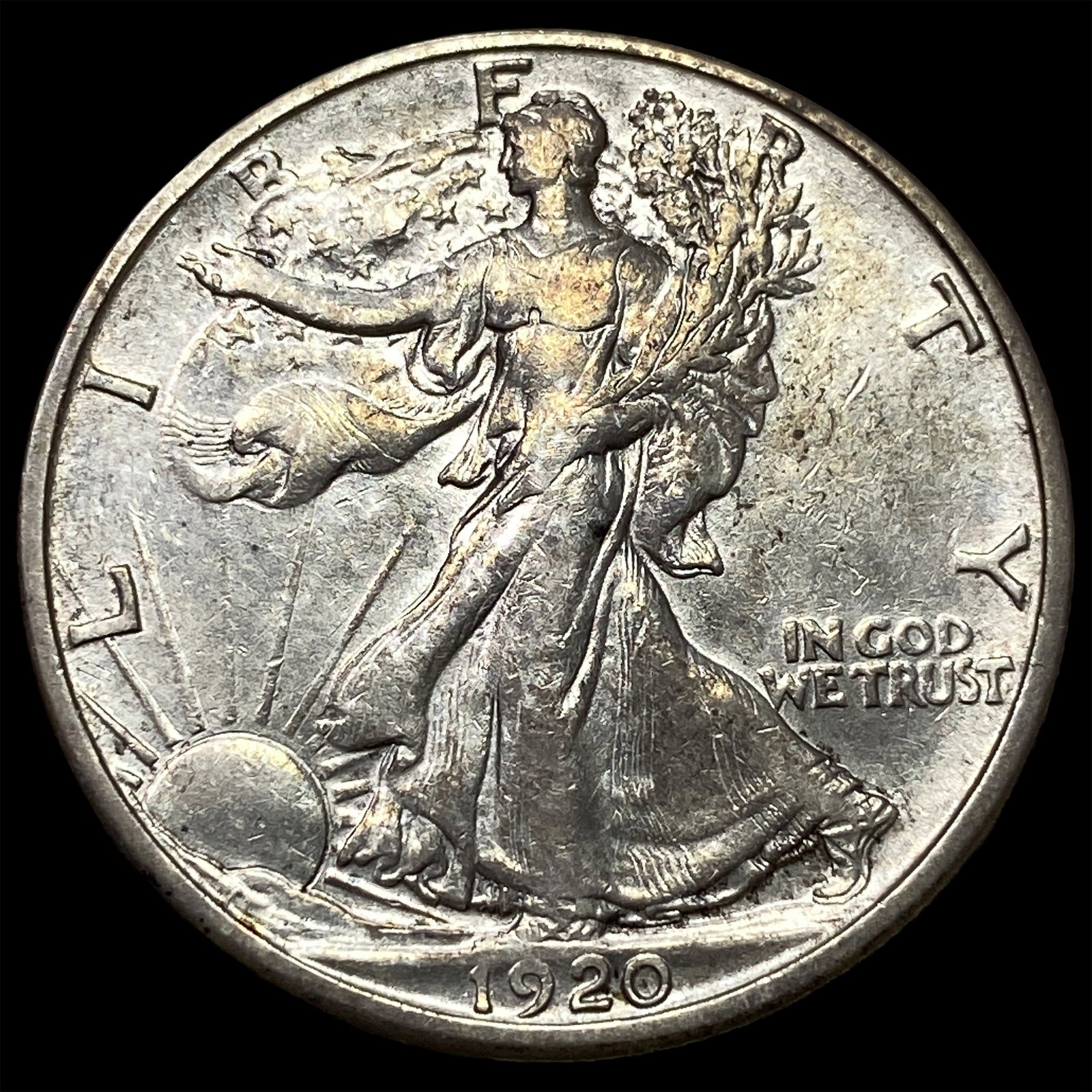 1920-S Silver Walking Liberty Half Dollar CLOSELY UNCIRCULATED: 1920-S Silver Walking Liberty Half Dollar CLOSELY UNCIRCULATED