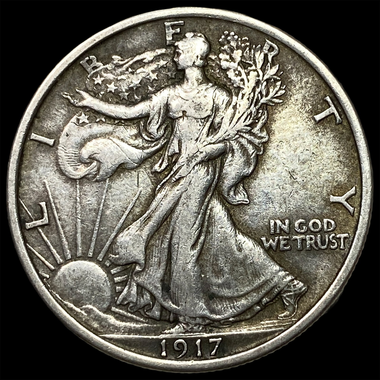 1917-S Silver Walking Liberty Half Dollar NEARLY UNCIRCULATED: 1917-S Silver Walking Liberty Half Dollar NEARLY UNCIRCULATED