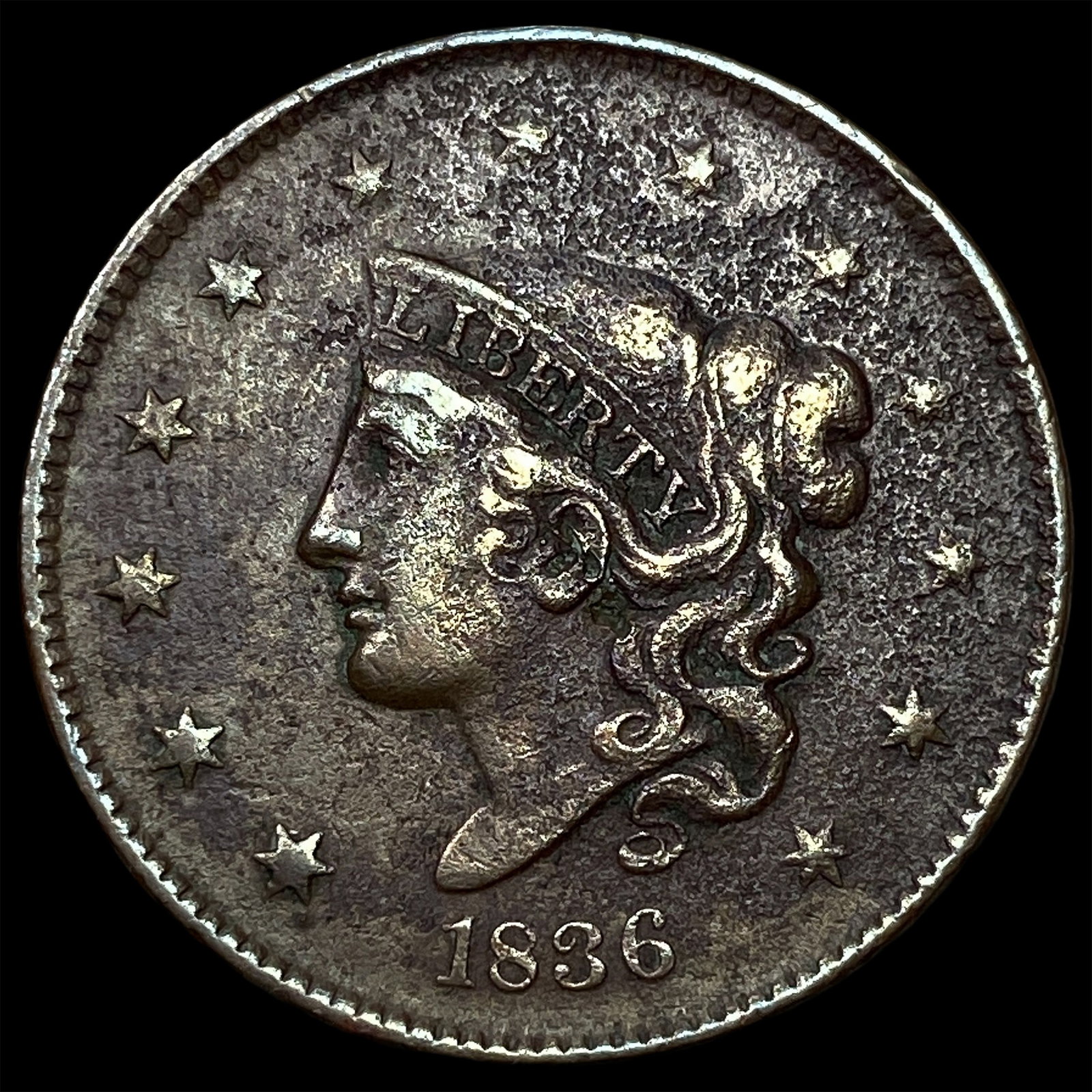 1836 Coronet Head Large Cent CLOSELY UNCIRCULATED: 1836 Coronet Head Large Cent CLOSELY UNCIRCULATED