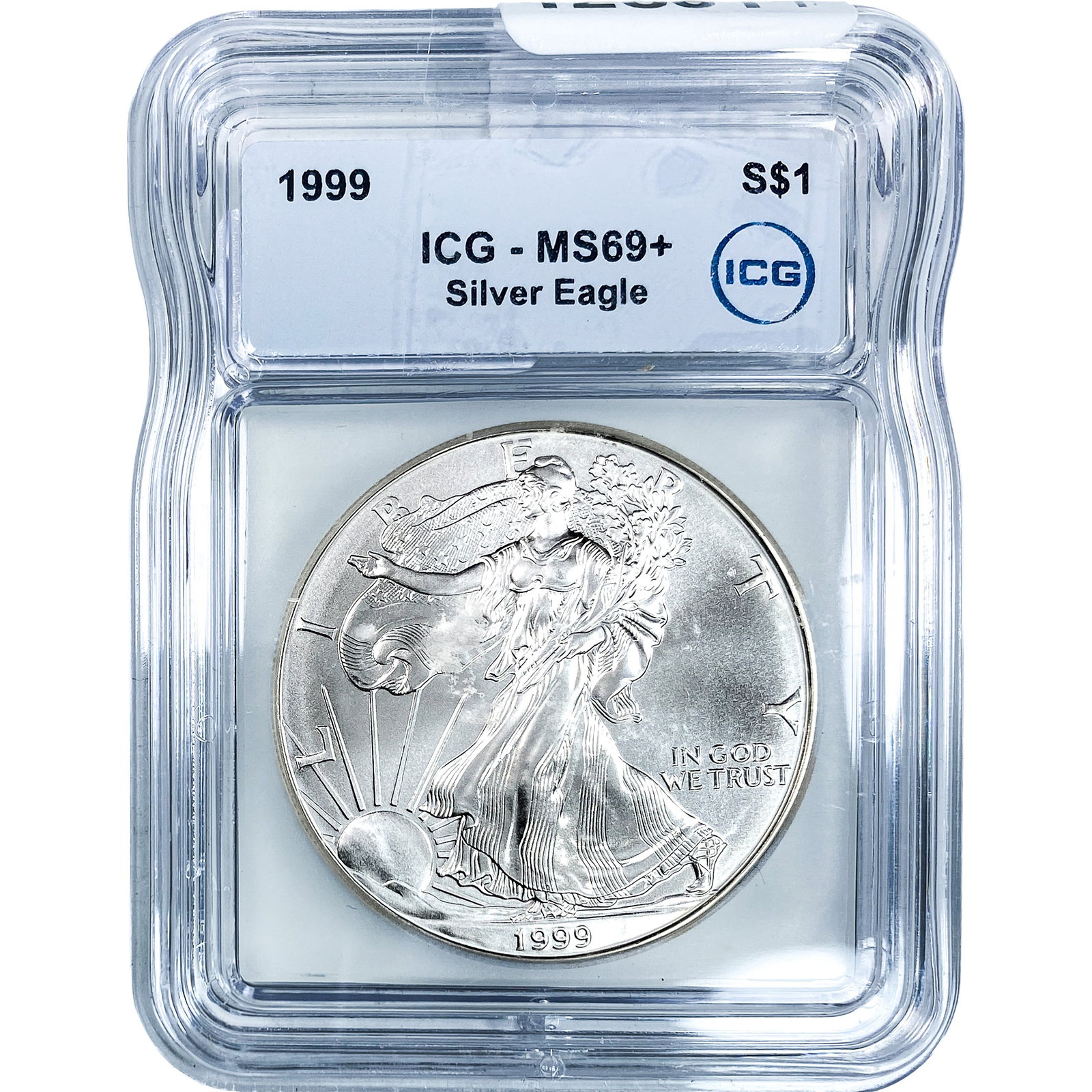 1999 Silver Eagle ICG MS69+: 1999 Silver Eagle ICG MS69+
