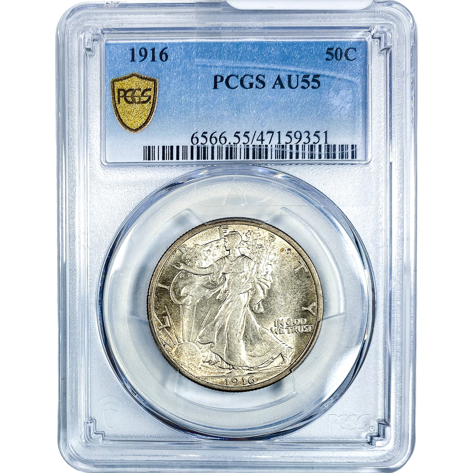 1916 Walking Liberty Half Dollar PCGS AU55: 1916 Walking Liberty Half Dollar PCGS AU55