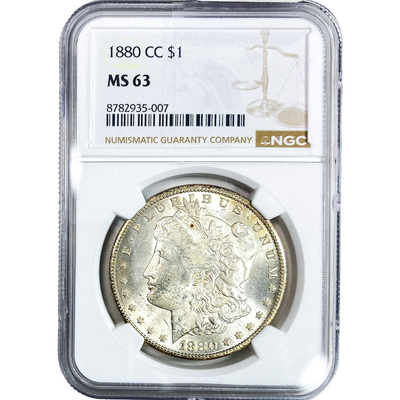 1880-CC Morgan Silver Dollar NGC MS63: 1880-CC Morgan Silver Dollar NGC MS63