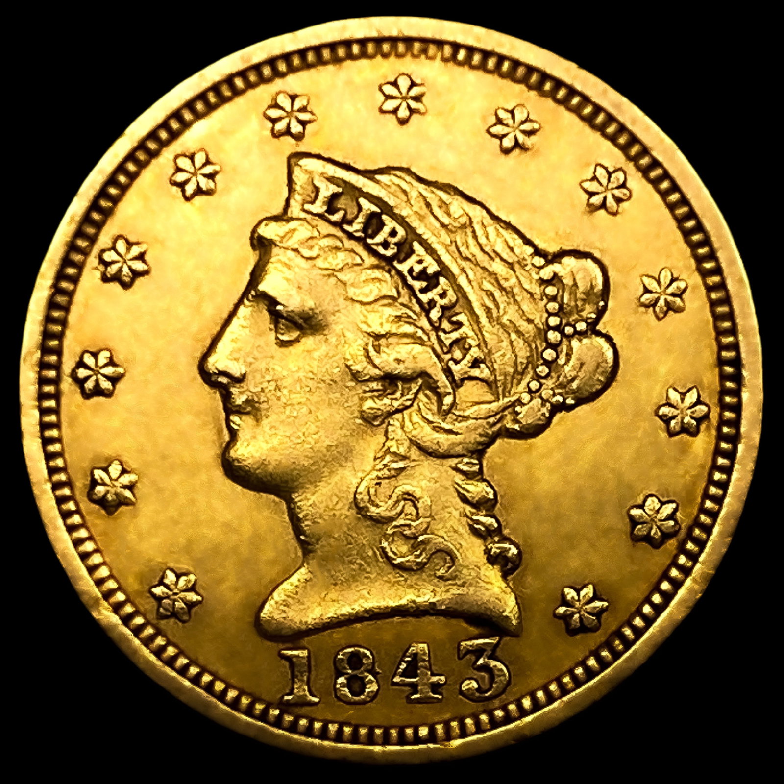1843 $2.50 Gold Quarter Eagle: 1843 $2.50 Gold Quarter Eagle
