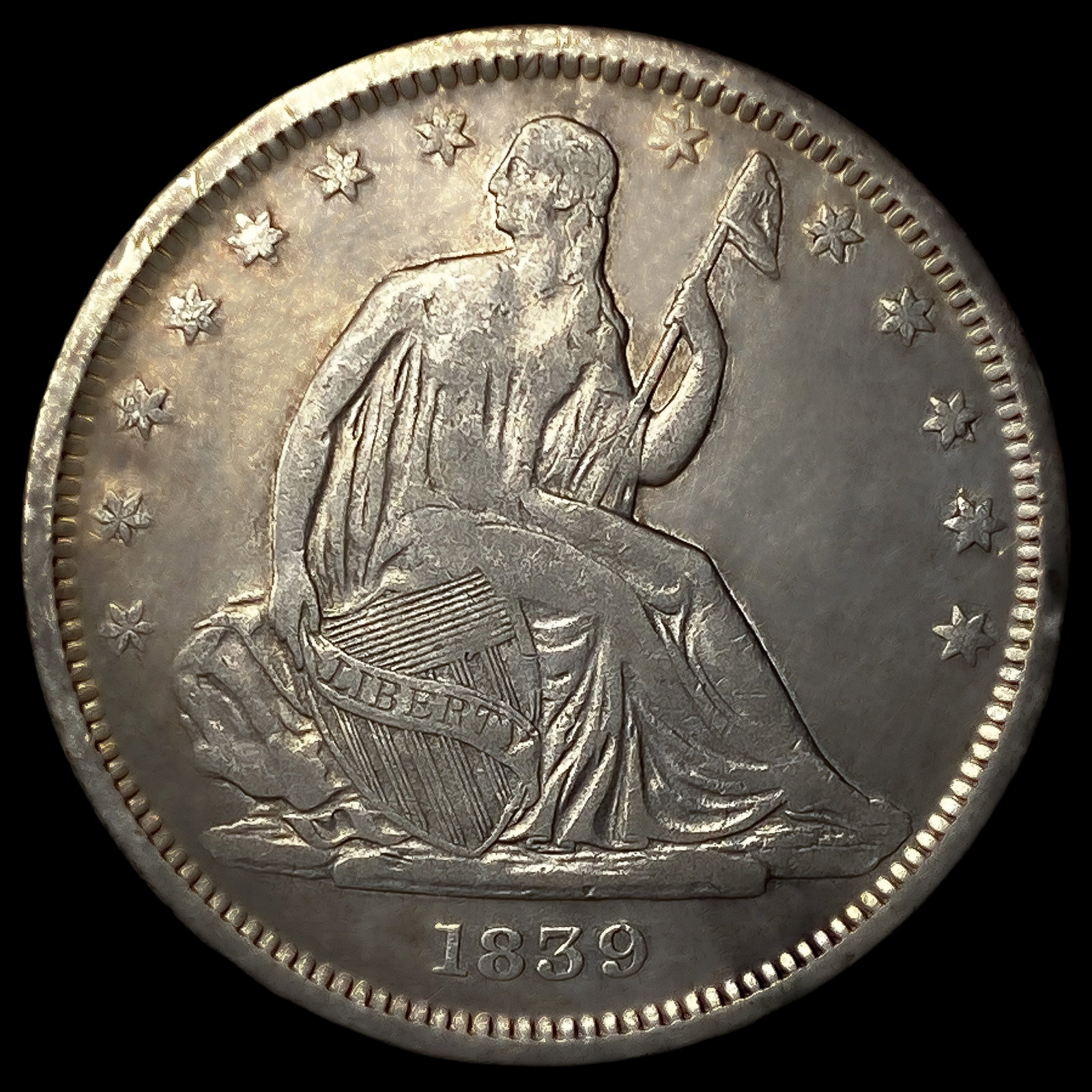 1839 No Drapery Seated Liberty Half Dollar: 1839 No Drapery Seated Liberty Half Dollar