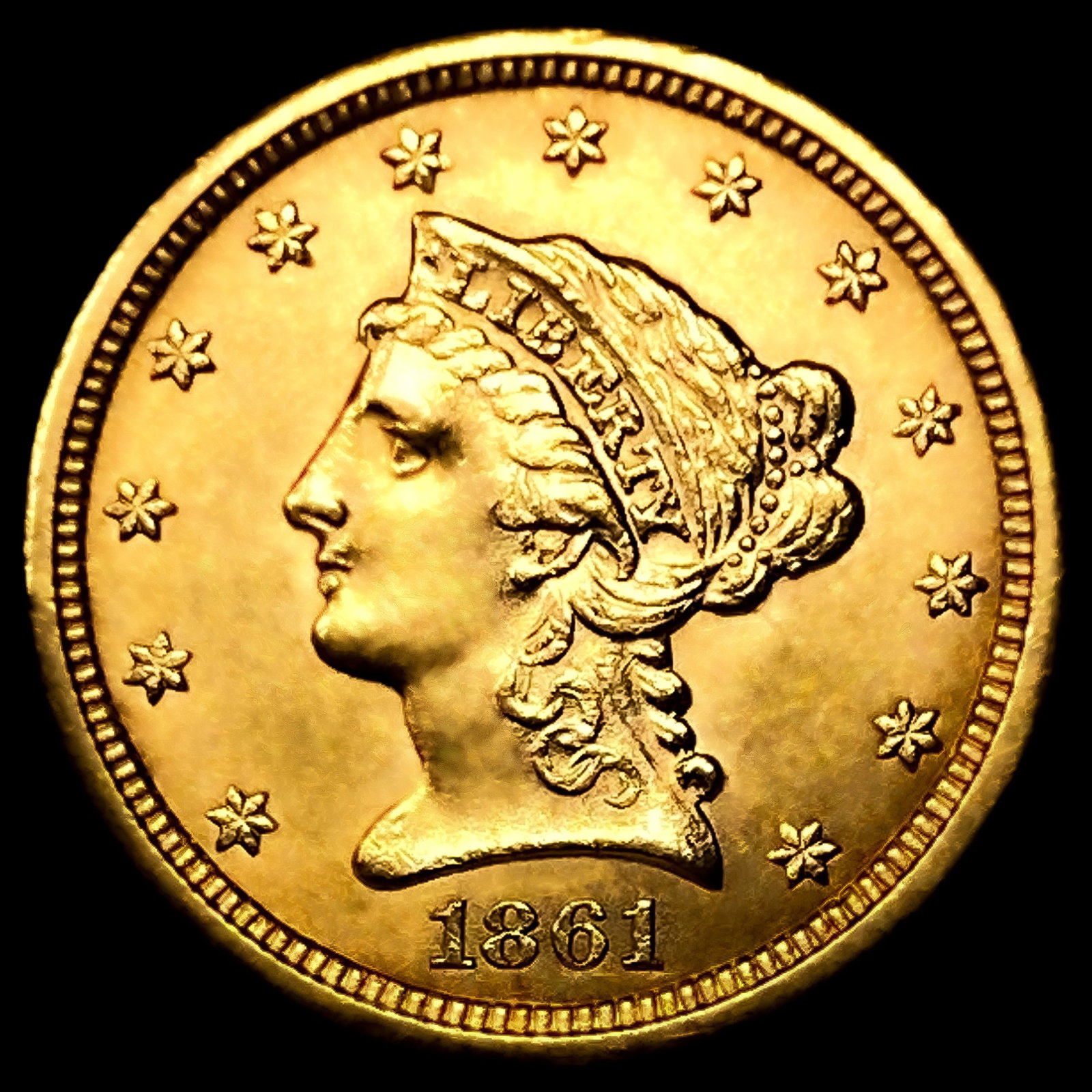 1861 $2.50 Gold Quarter Eagle UNCIRCULATED: 1861 $2.50 Gold Quarter Eagle UNCIRCULATED