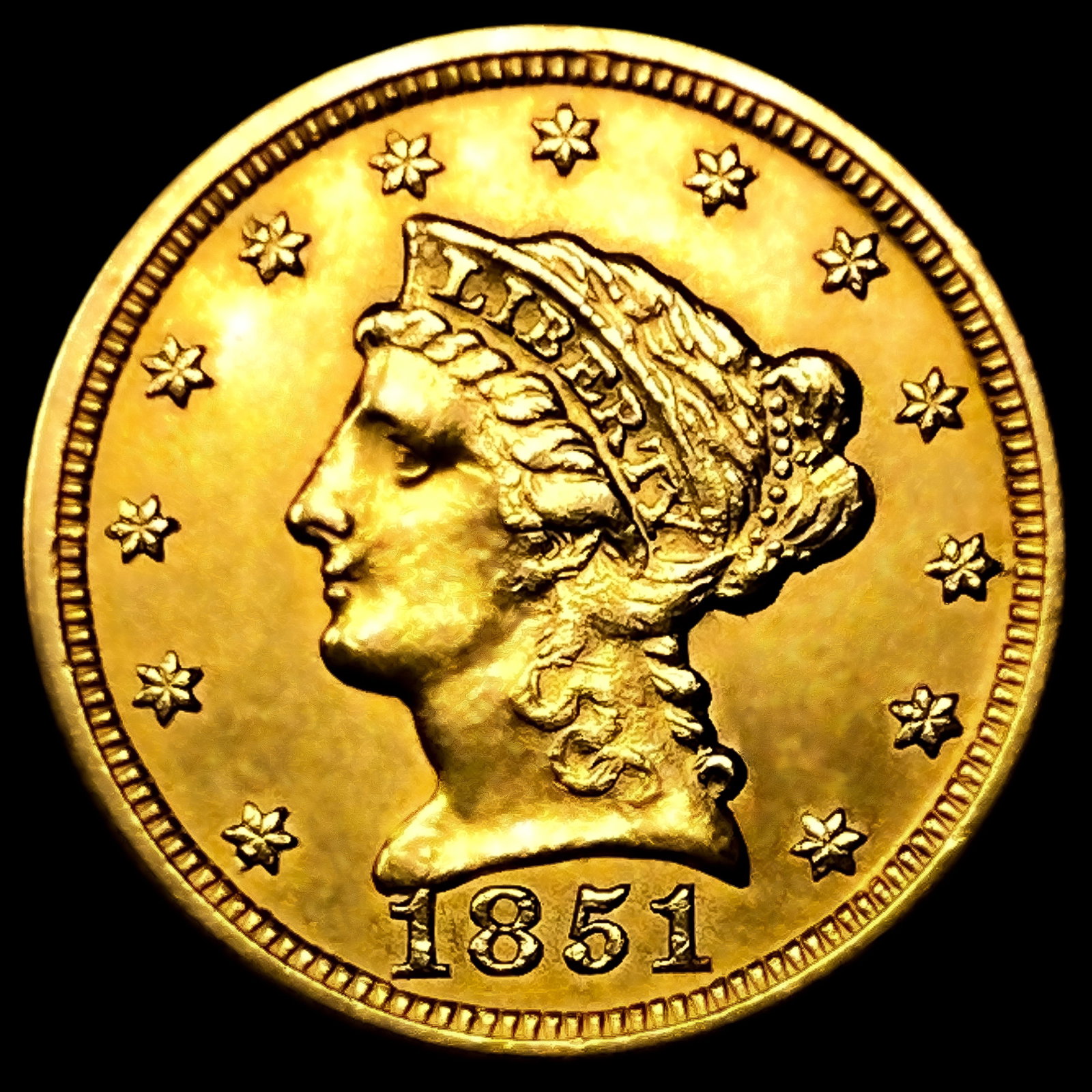 1851 $2.50 Gold Quarter Eagle CHOICE AU: 1851 $2.50 Gold Quarter Eagle CHOICE AU