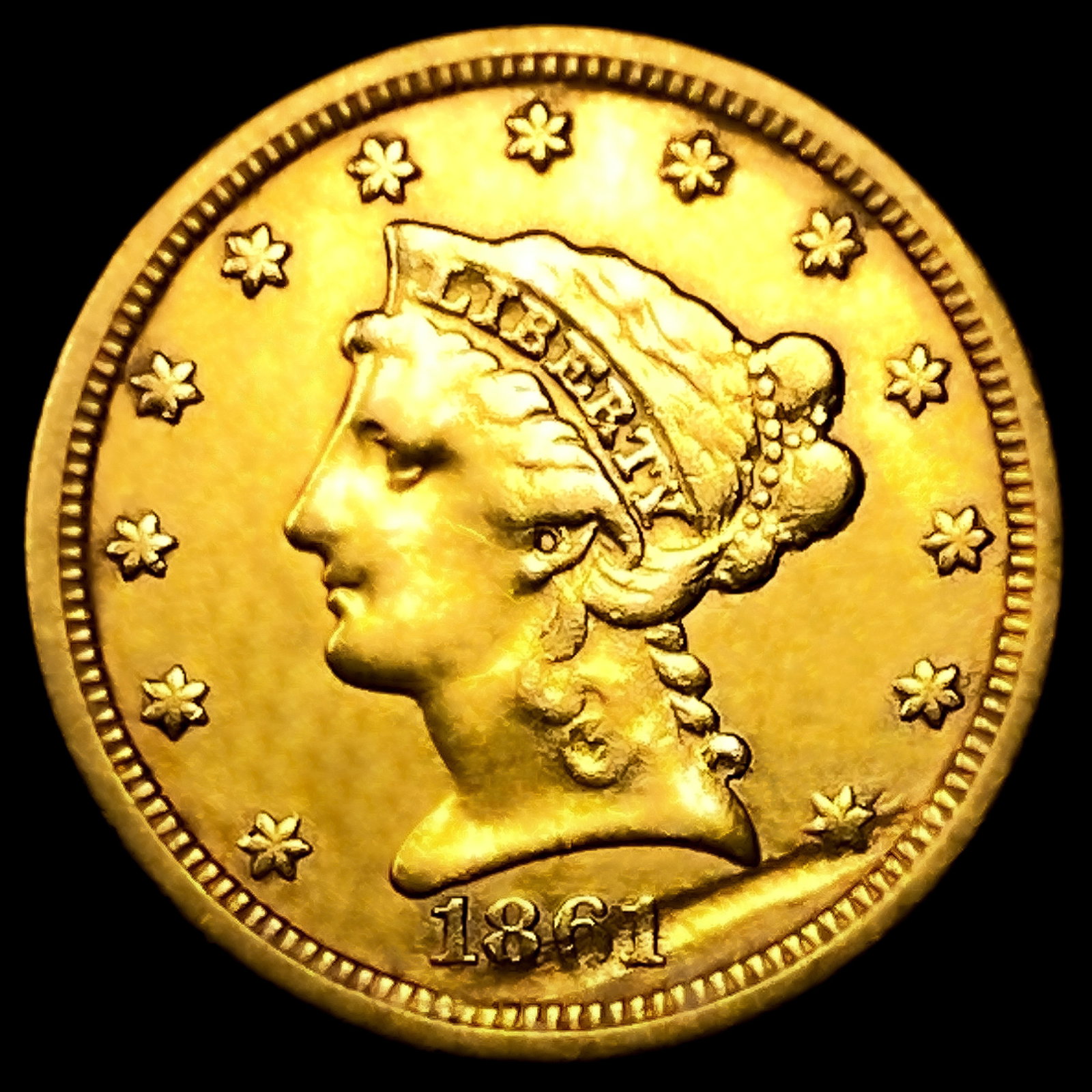 1861 $2.50 Gold Quarter Eagle CLOSELY UNCIRCULATED: 1861 $2.50 Gold Quarter Eagle CLOSELY UNCIRCULATED