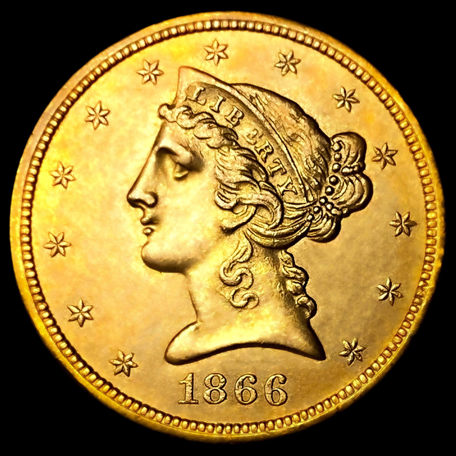 1866-S Motto $5 Gold Half Eagle (1 of 2)
