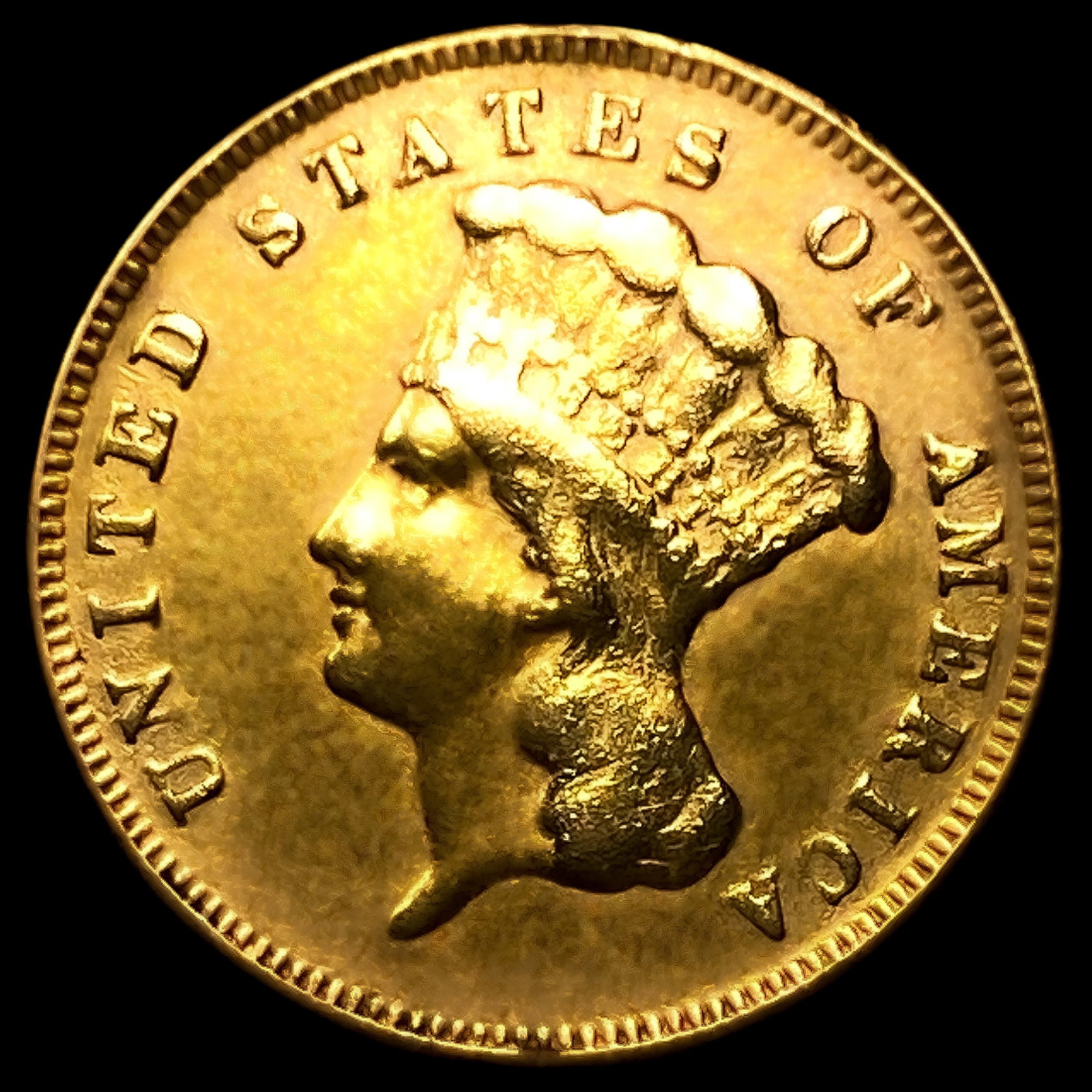1874 $3 Gold Piece CHOICE AU (1 of 2)