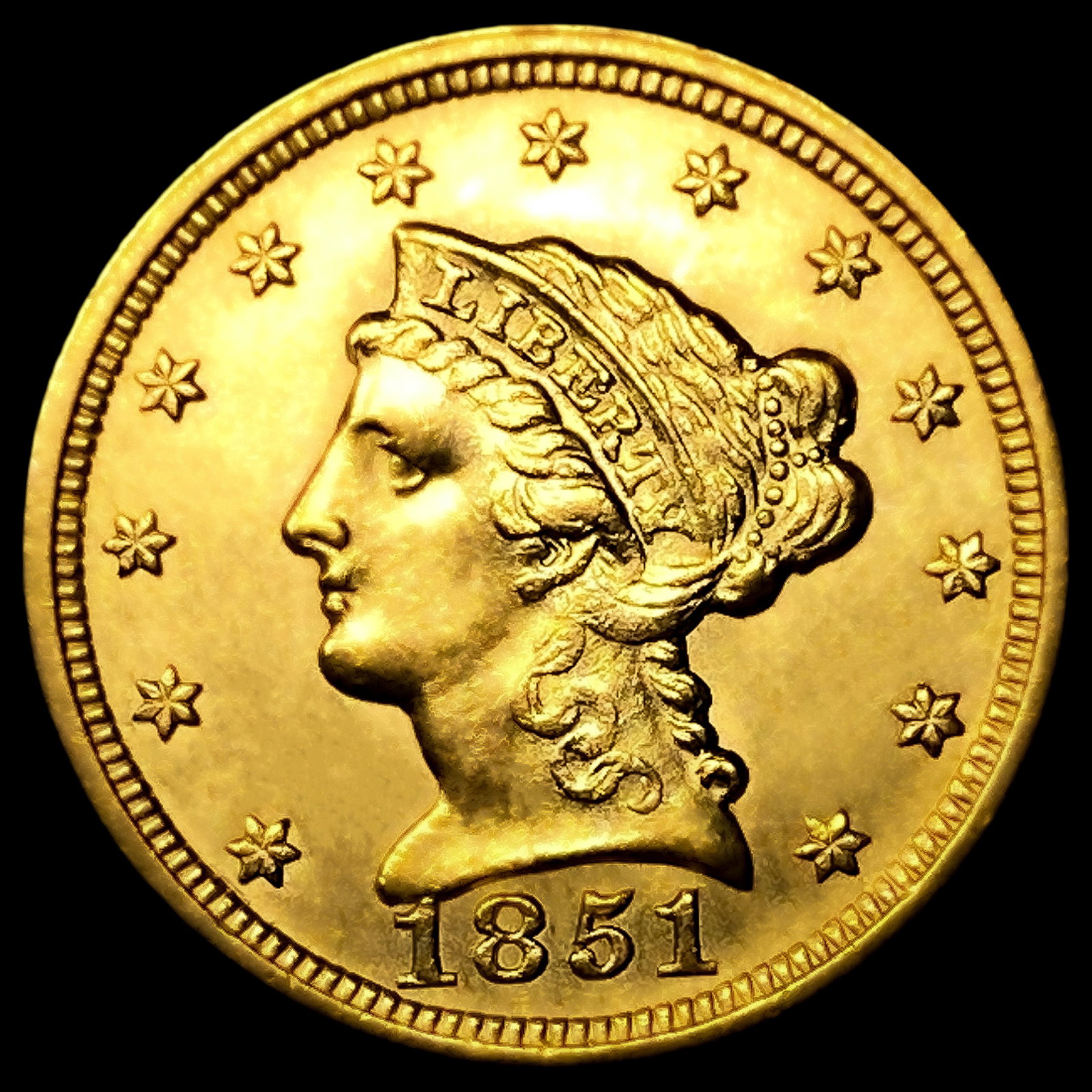 1851 $2.50 Gold Quarter Eagle UNCIRCULATED: 1851 $2.50 Gold Quarter Eagle UNCIRCULATED