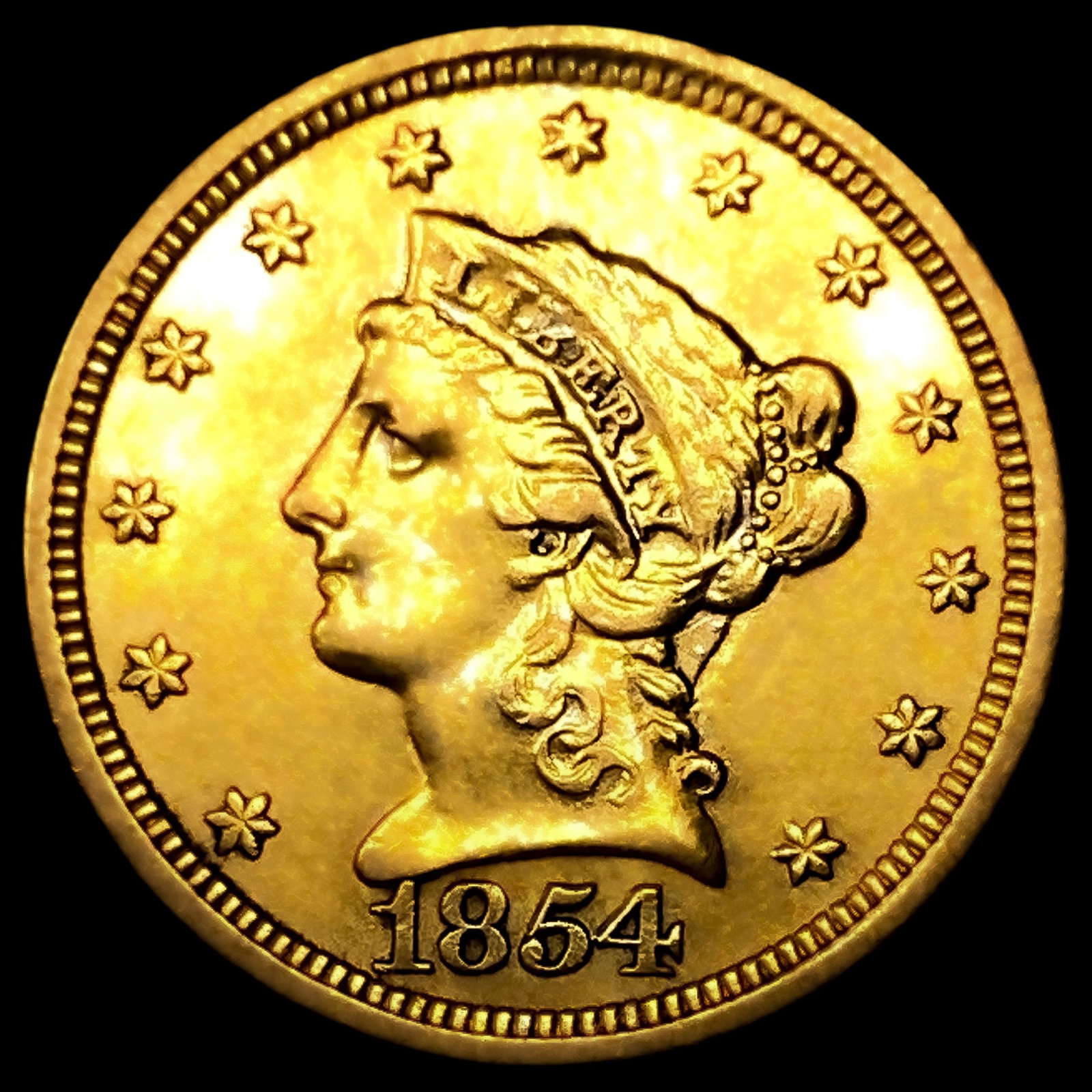 1854 $2.50 Gold Quarter Eagle UNCIRCULATED: 1854 $2.50 Gold Quarter Eagle UNCIRCULATED