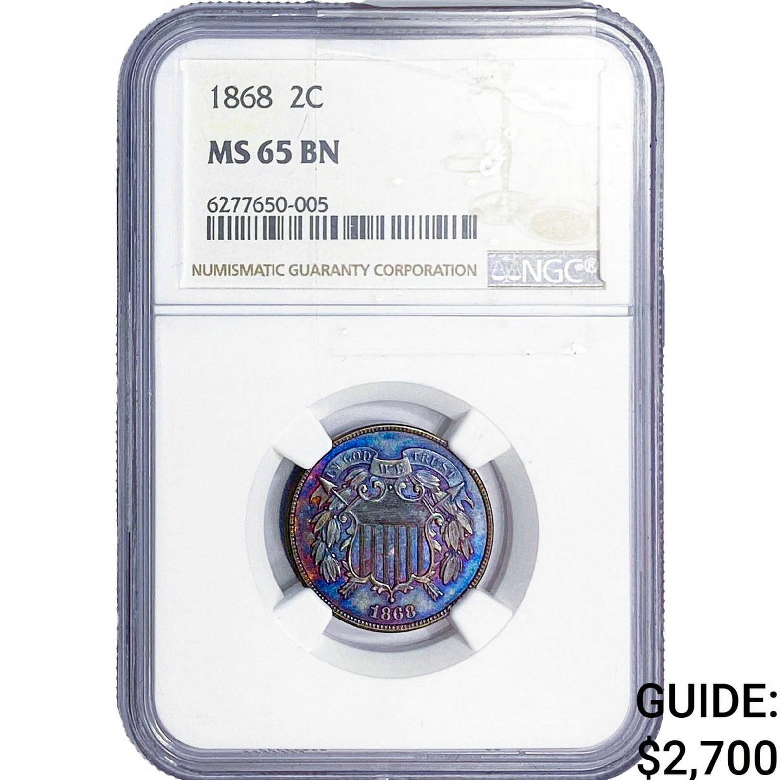 1868 Two Cent Piece NGC MS65 BN (1 of 2)