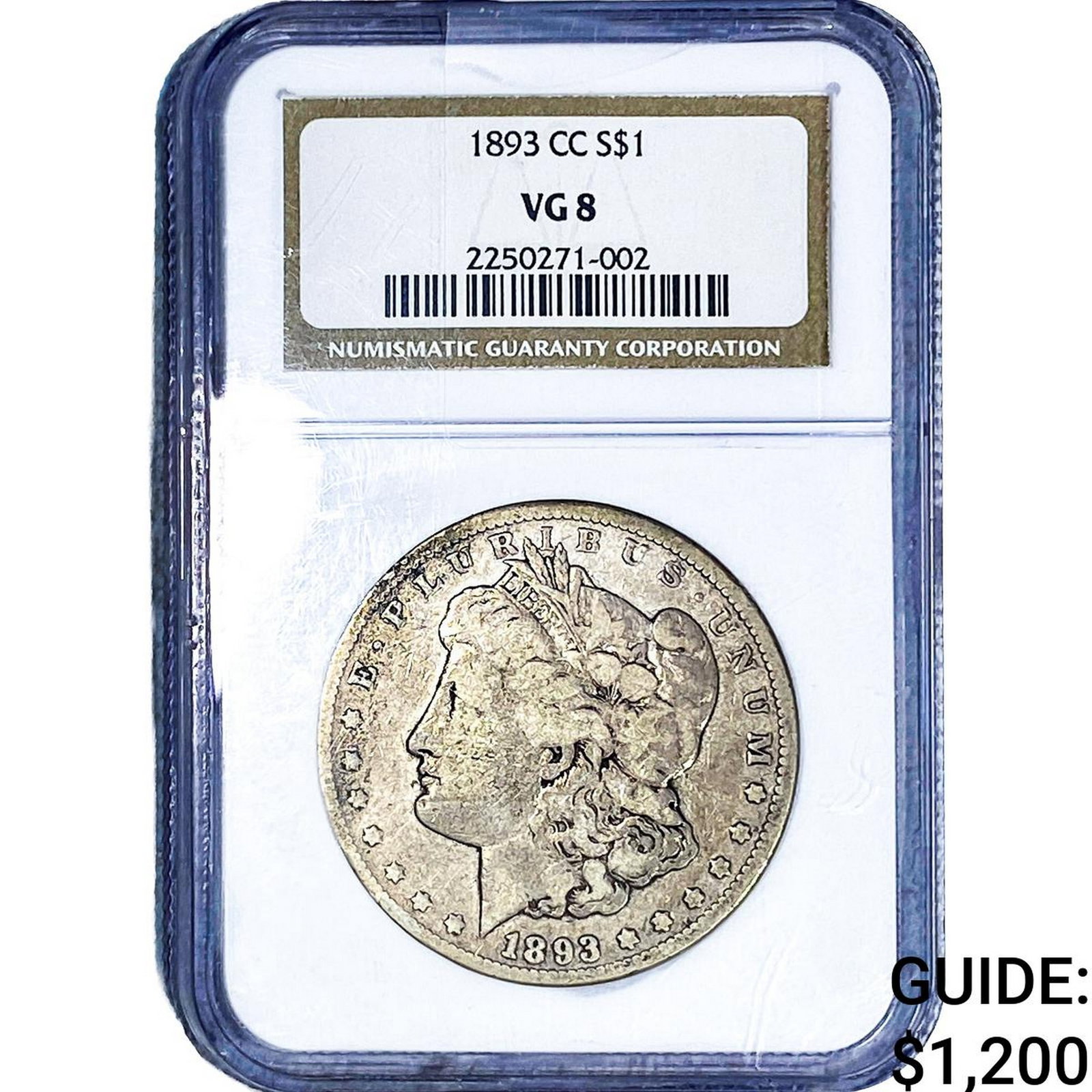 1893-CC Morgan Silver Dollar NGC VG8: 1893-CC Morgan Silver Dollar NGC VG8
