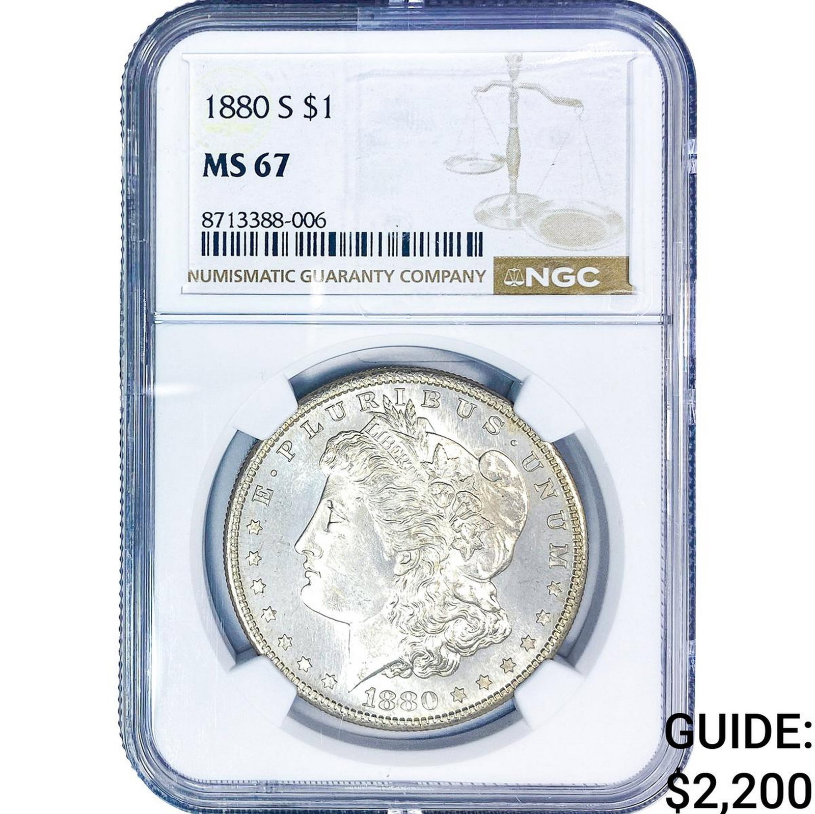 1880-S Morgan Silver Dollar NGC MS67: 1880-S Morgan Silver Dollar NGC MS67