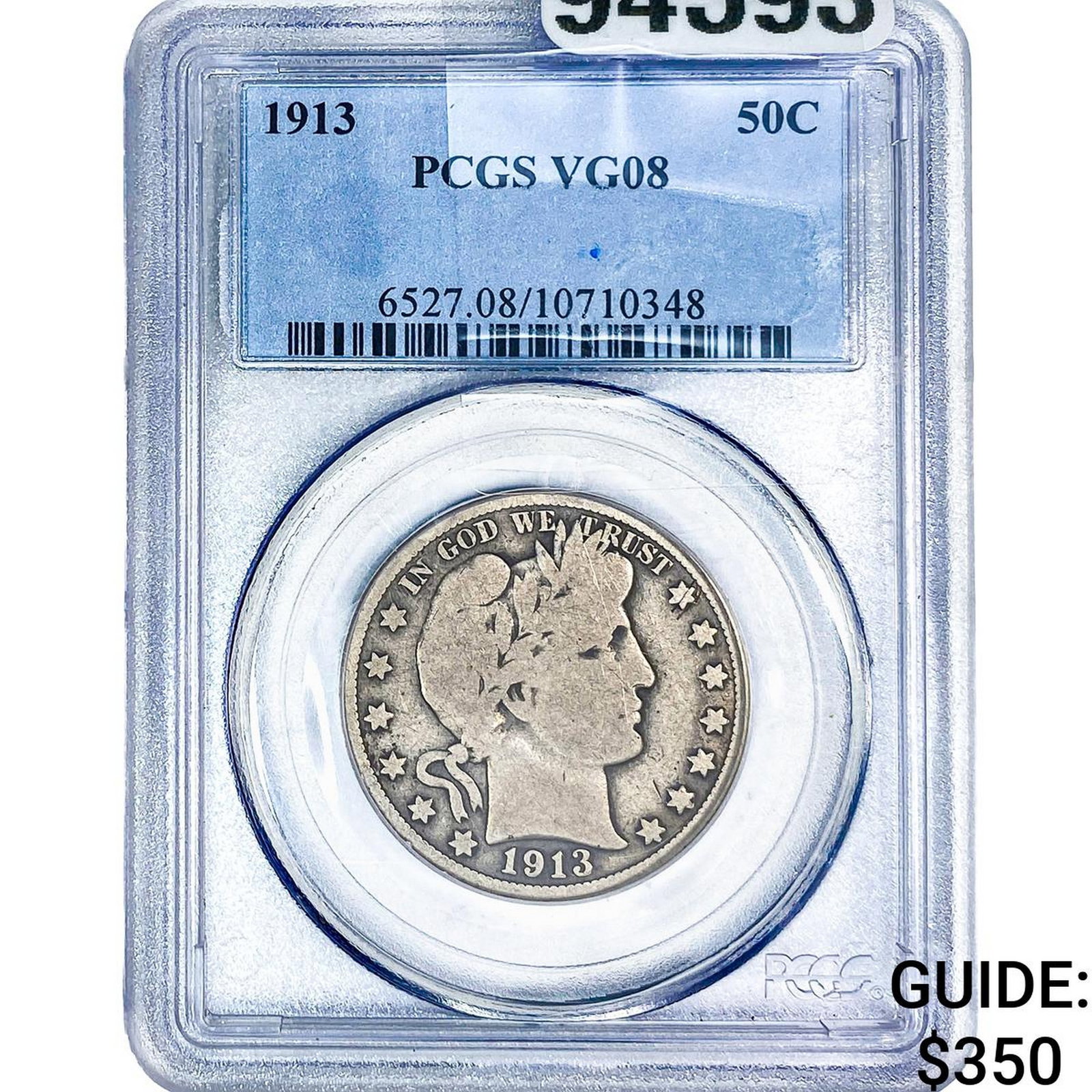 1913 Barber Half Dollar PCGS VG08: 1913 Barber Half Dollar PCGS VG08