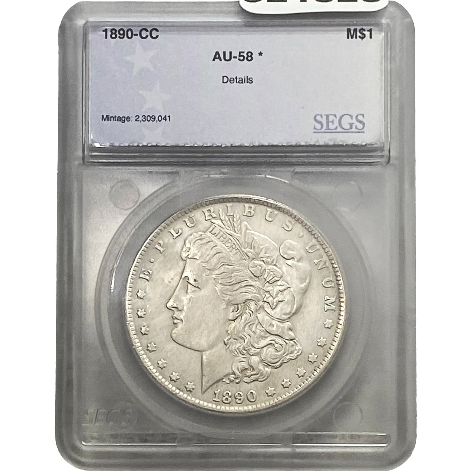 1890-CC Morgan Silver Dollar SEGS AU58*: 1890-CC Morgan Silver Dollar SEGS AU58*