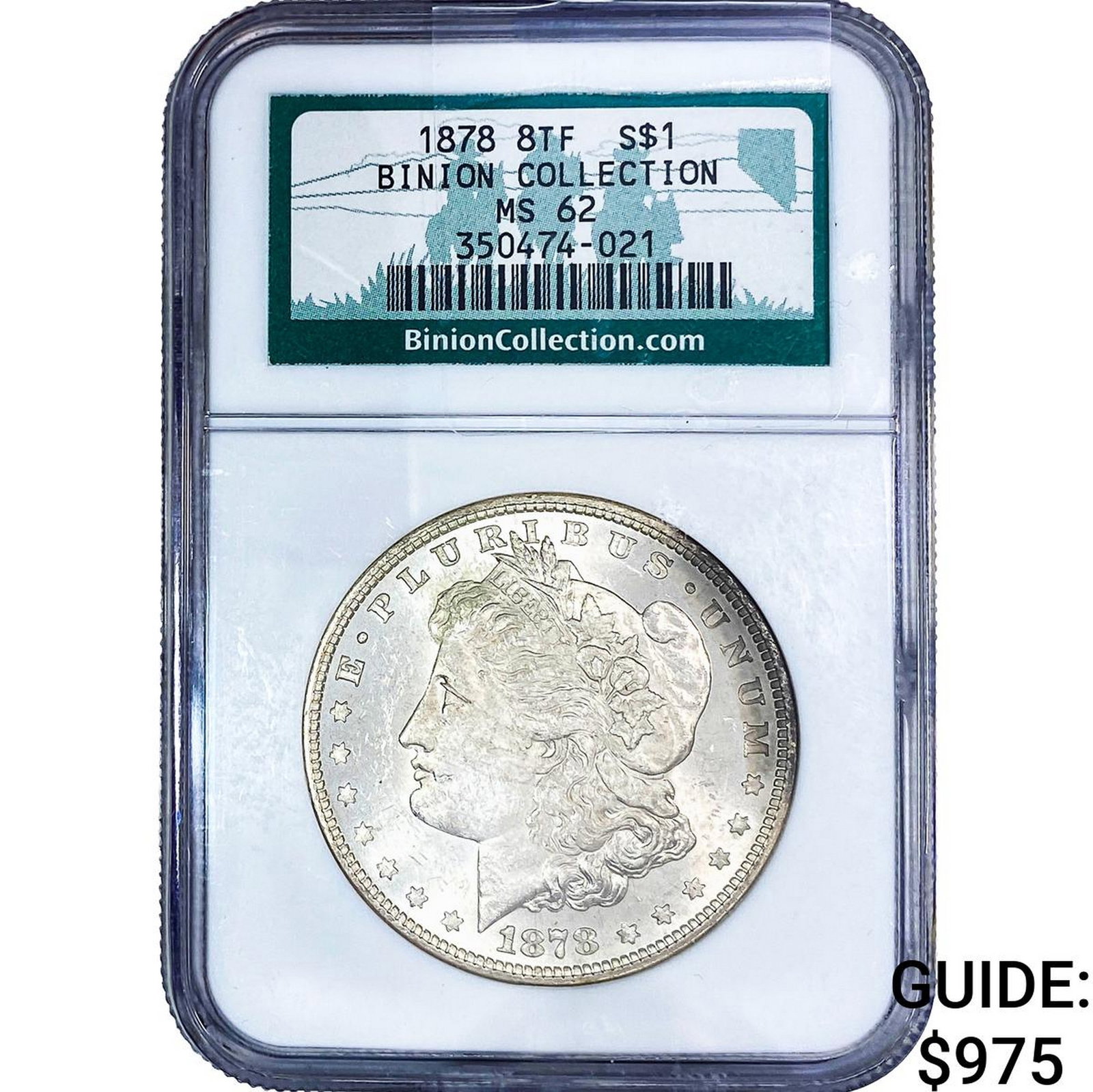 1878 8TF Morgan Silver Dollar NGC MS62: 1878 8TF Morgan Silver Dollar NGC MS62