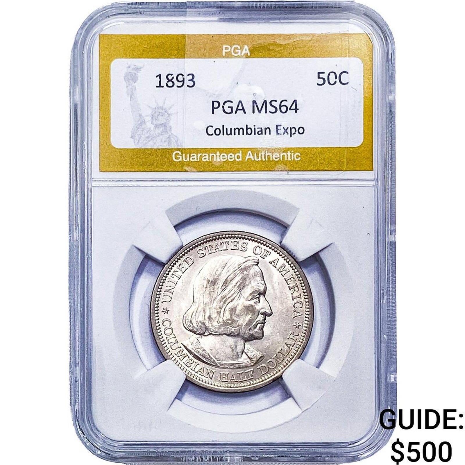 1893 Columbian Expo Half Dollar PGA MS64: 1893 Columbian Expo Half Dollar PGA MS64