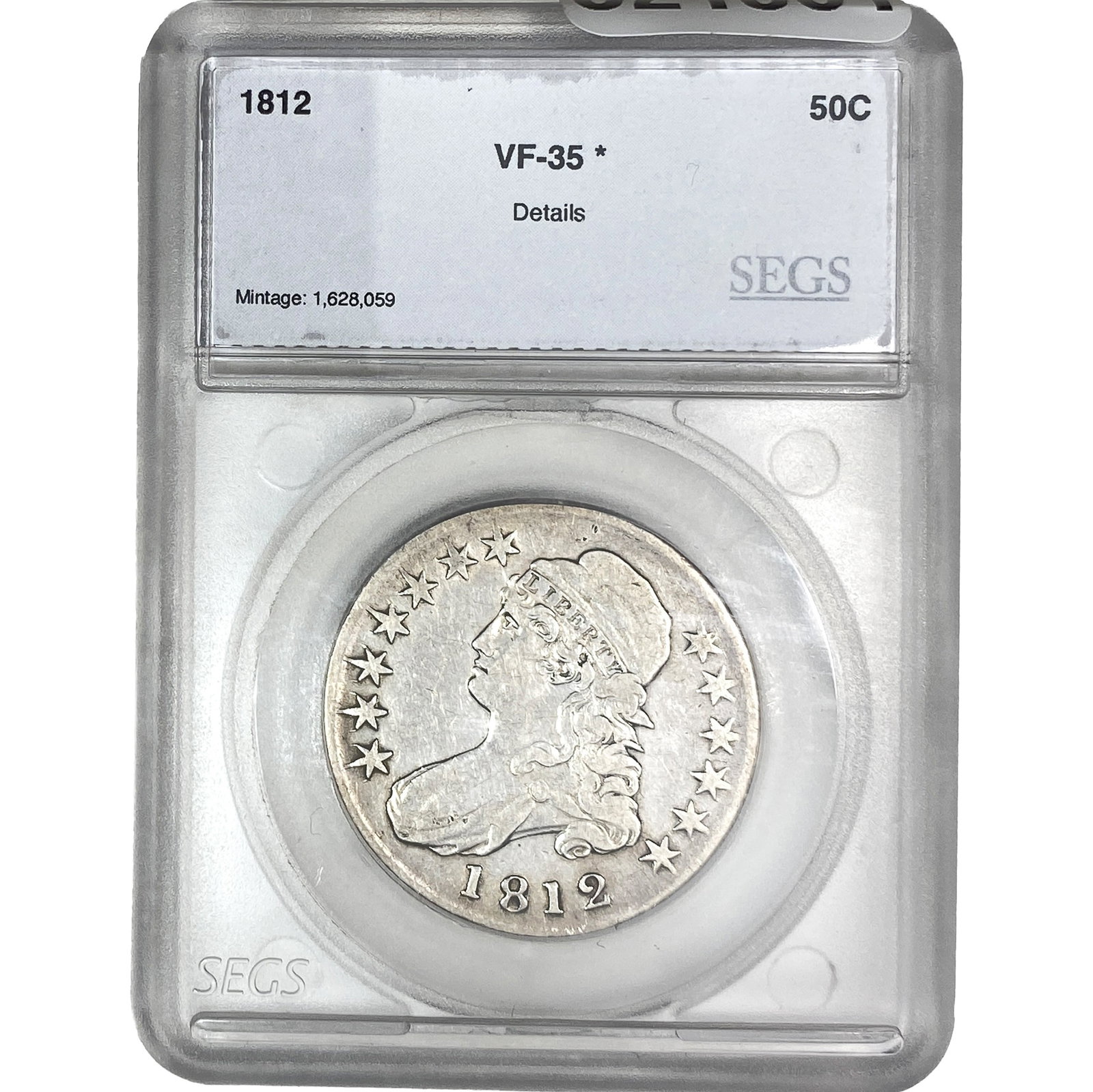 1812 Capped Bust Half Dollar SEGS VF35*: 1812 Capped Bust Half Dollar SEGS VF35*