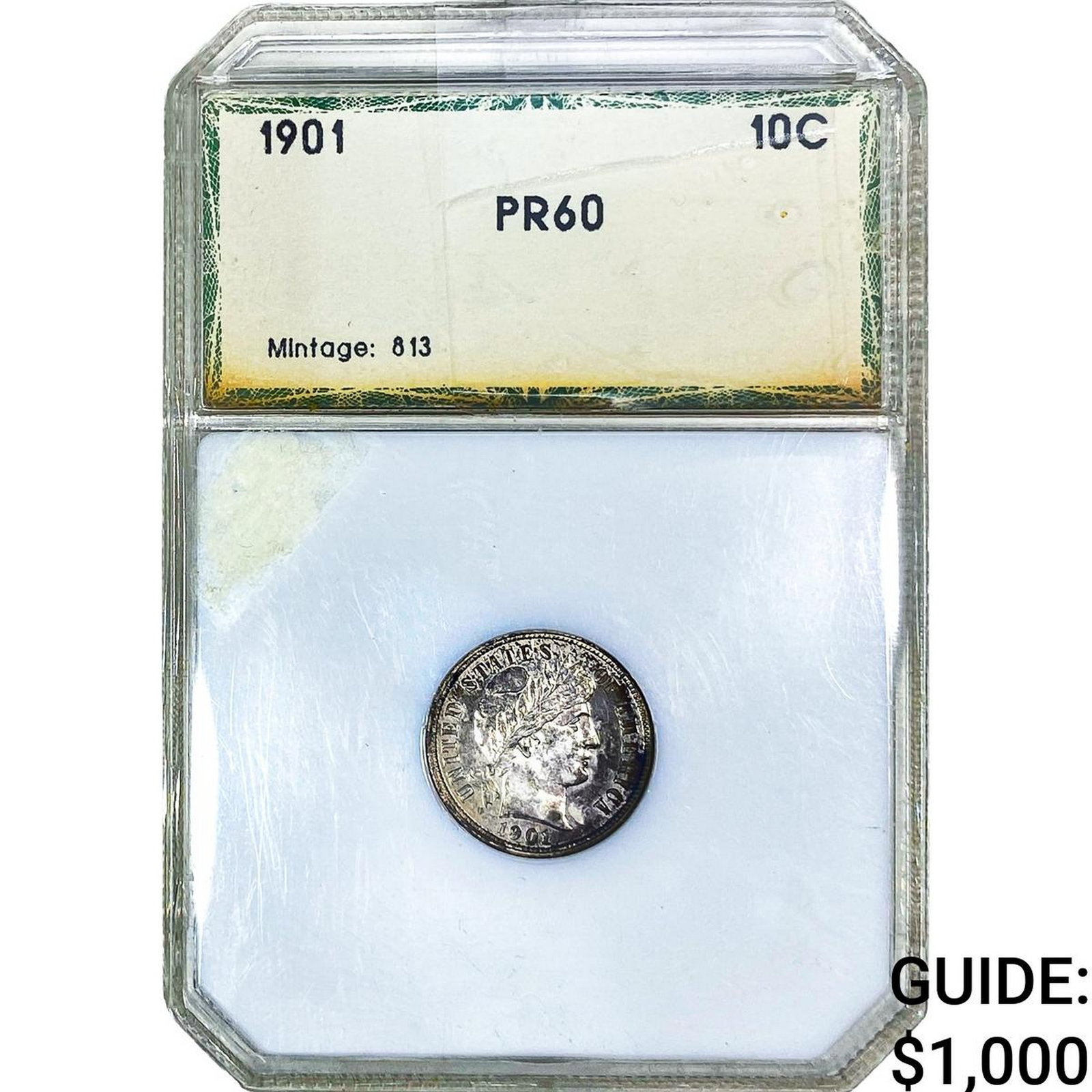 1901 Barber Dime PCI PR60: 1901 Barber Dime PCI PR60