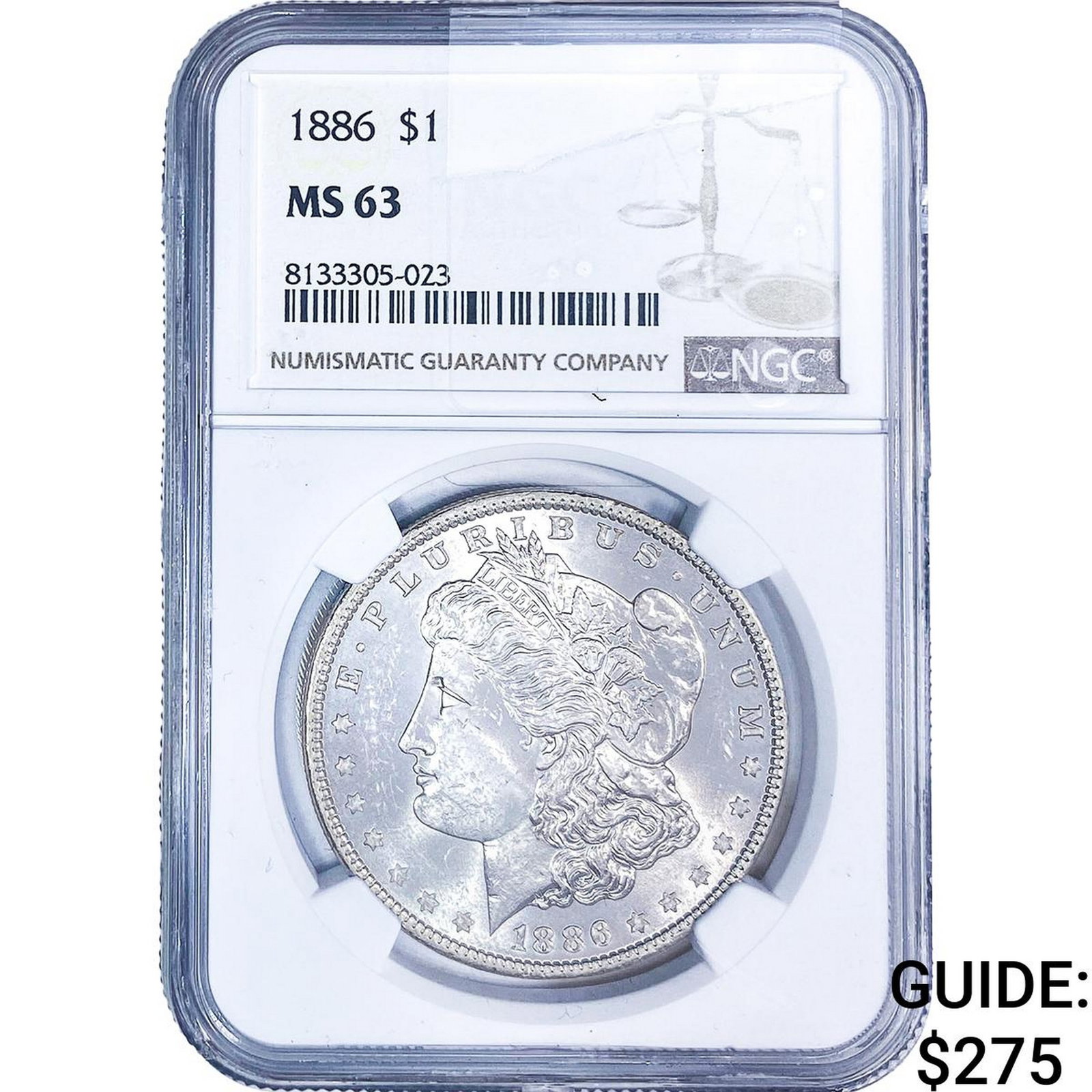 1886 Morgan Silver Dollar NGC MS63: 1886 Morgan Silver Dollar NGC MS63