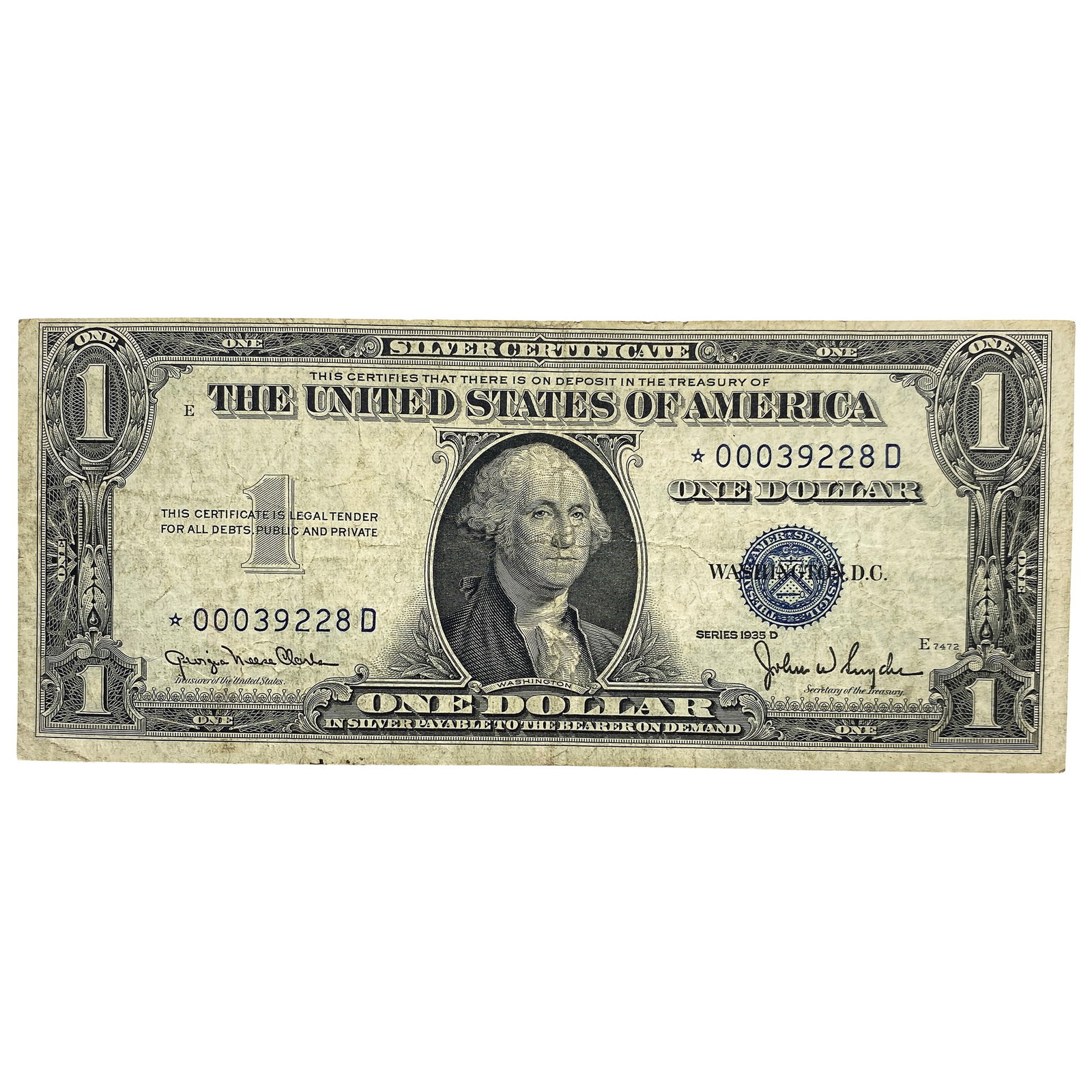 1935D $1 Silver Certificate Blue Note (1 of 2)